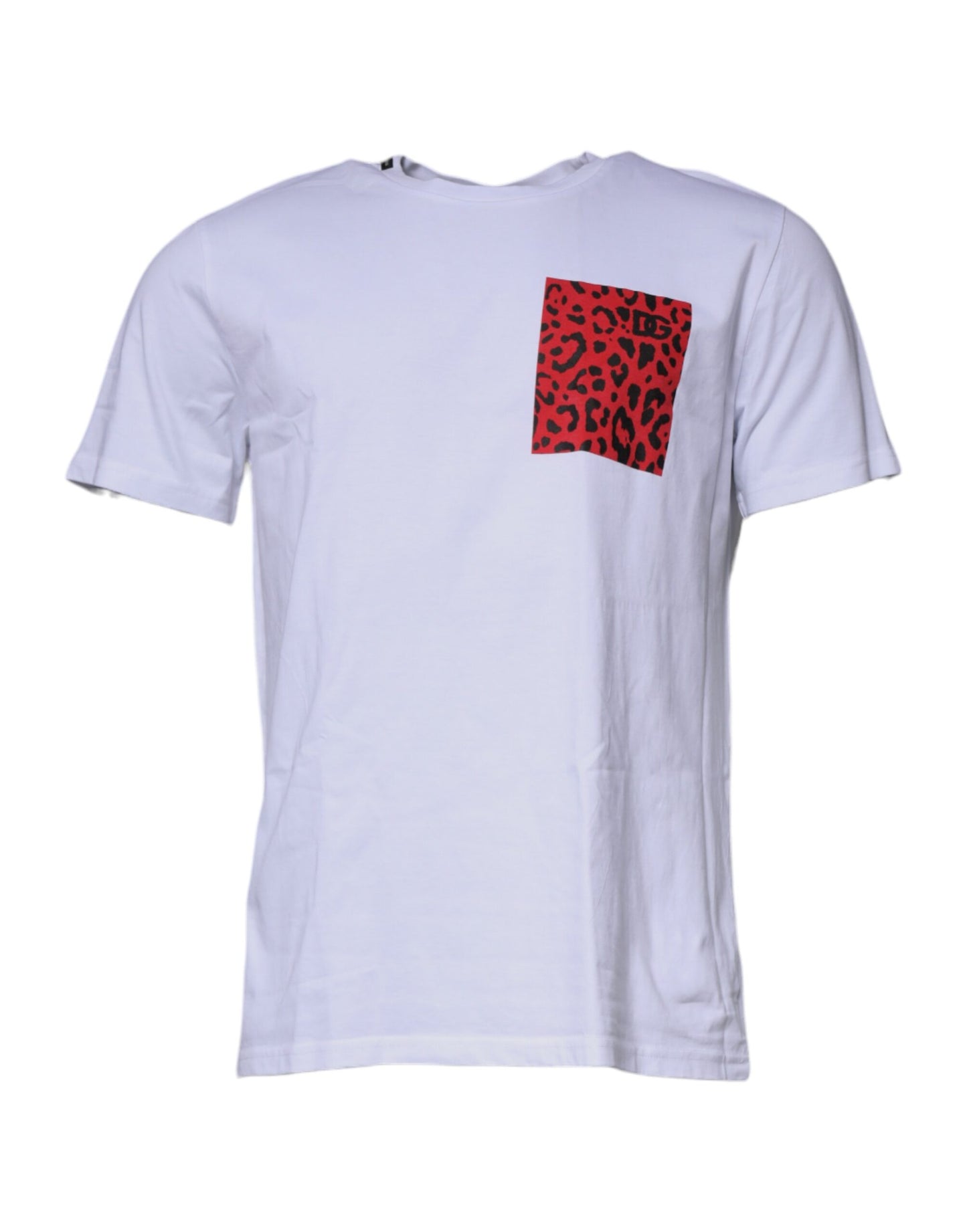 Dolce & Gabbana T-shirt girocollo in cotone leopardato bianco rosso