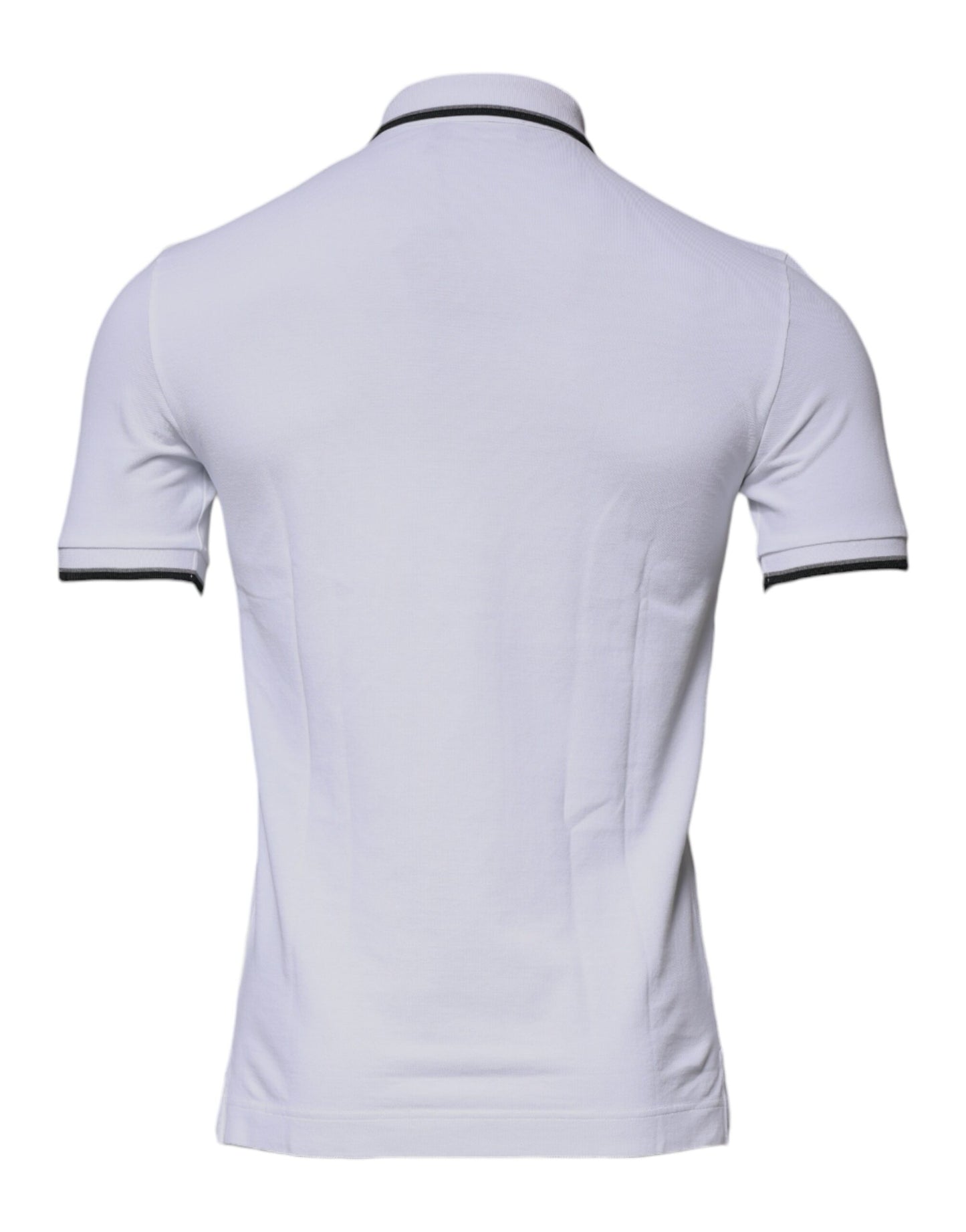 Dolce & Gabbana Polo T-shirt con colletto a corona in cotone bianco