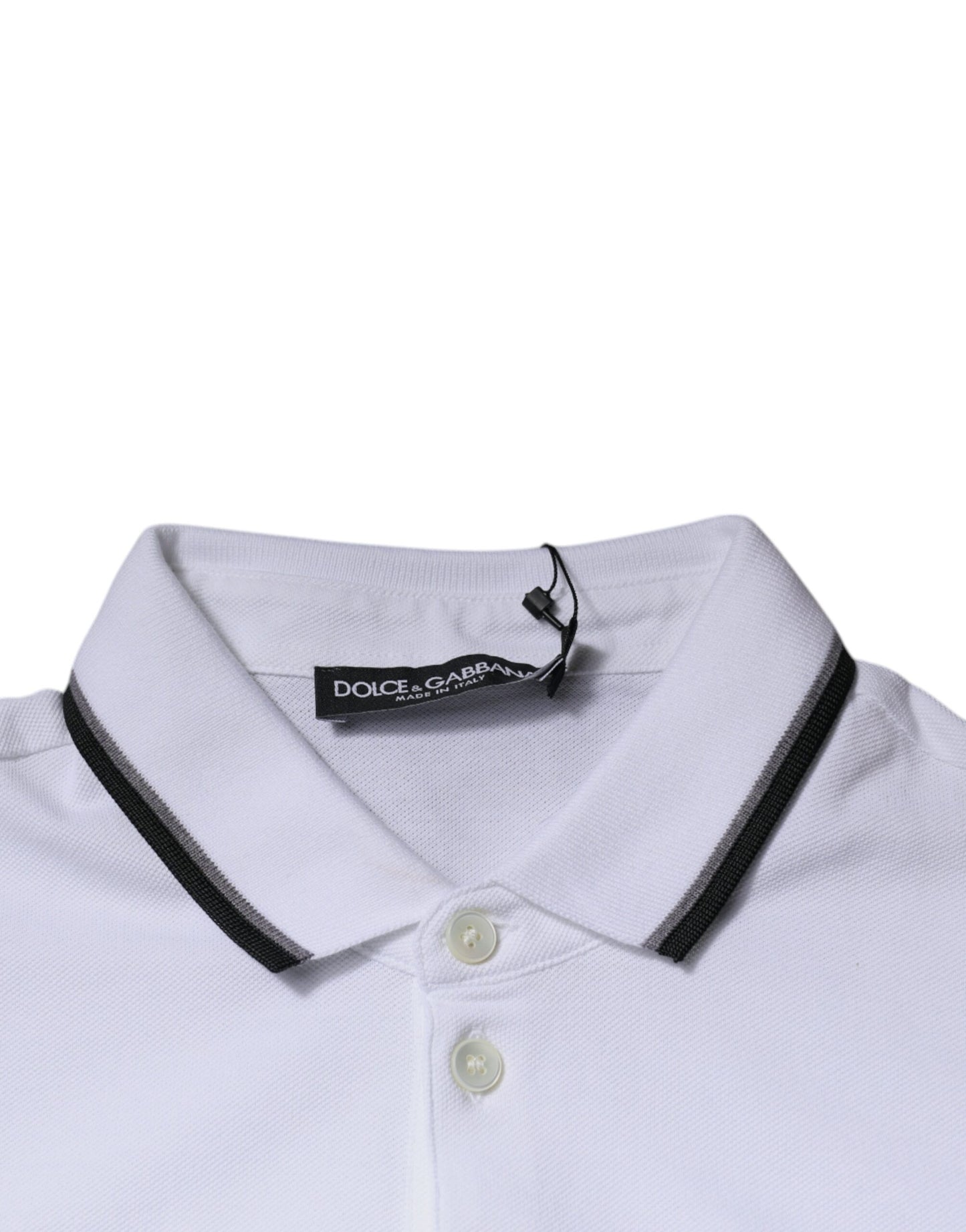 Dolce & Gabbana Polo T-shirt con colletto a corona in cotone bianco