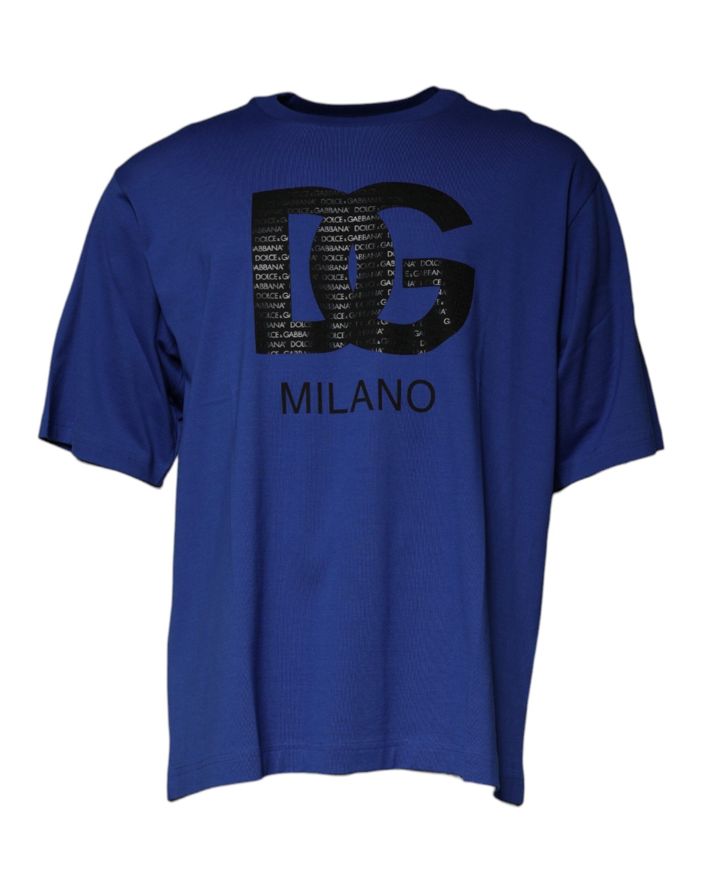 Dolce & Gabbana T-shirt girocollo da uomo in cotone con stampa logo blu