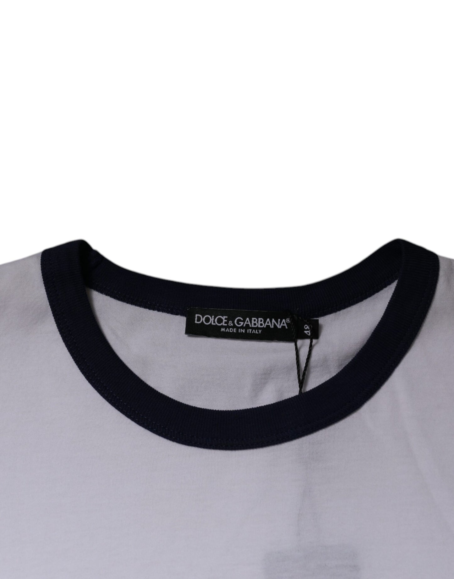 T-shirt girocollo in cotone con stampa grafica bianca Dolce & Gabbana