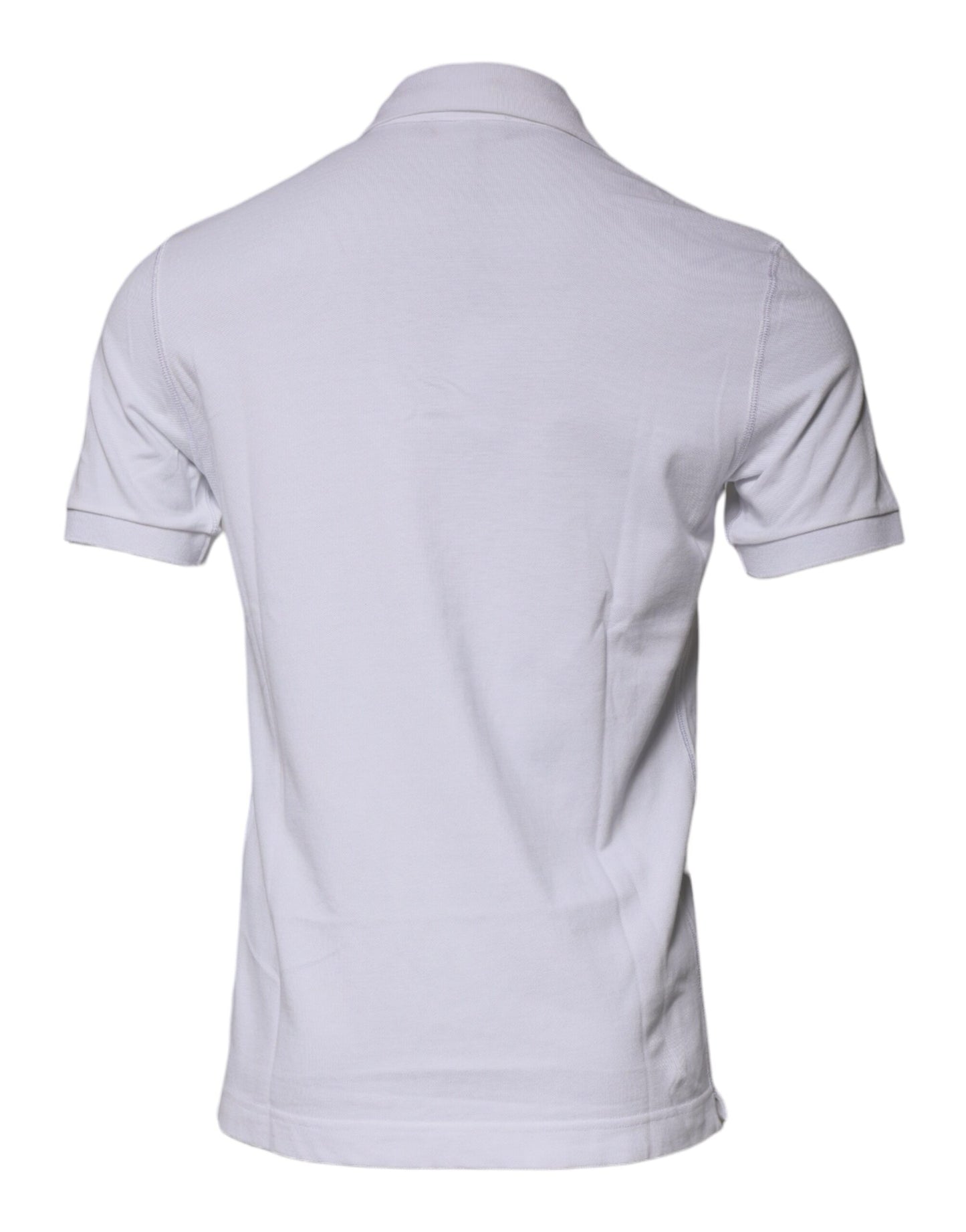 Dolce & Gabbana Polo con colletto e placca logo in cotone bianco