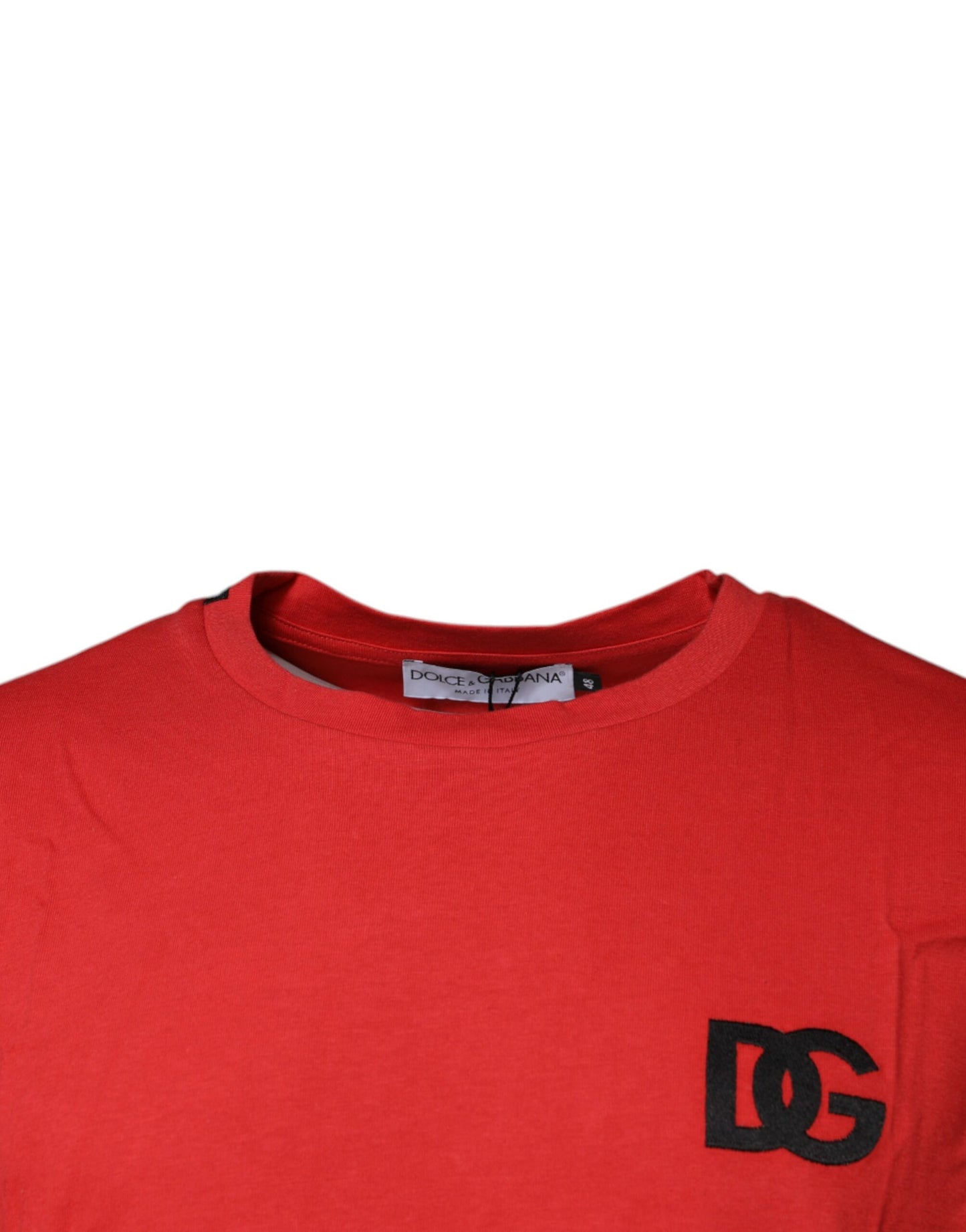 Dolce & Gabbana T-shirt girocollo in cotone con logo DG rosso