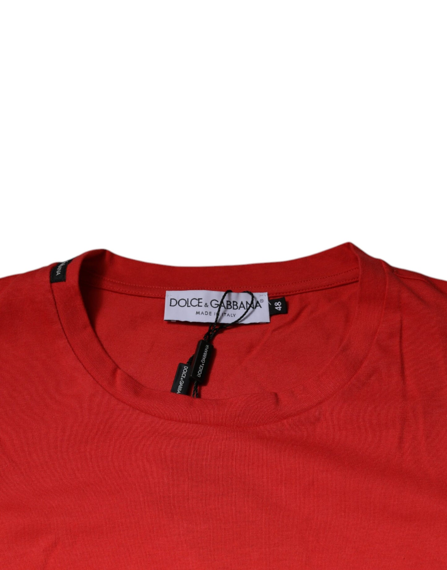 Dolce & Gabbana T-shirt girocollo in cotone con logo DG rosso