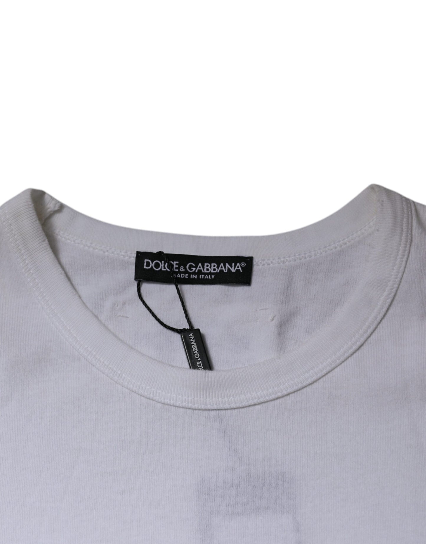Dolce & Gabbana T-shirt girocollo a righe bianche e maniche corte