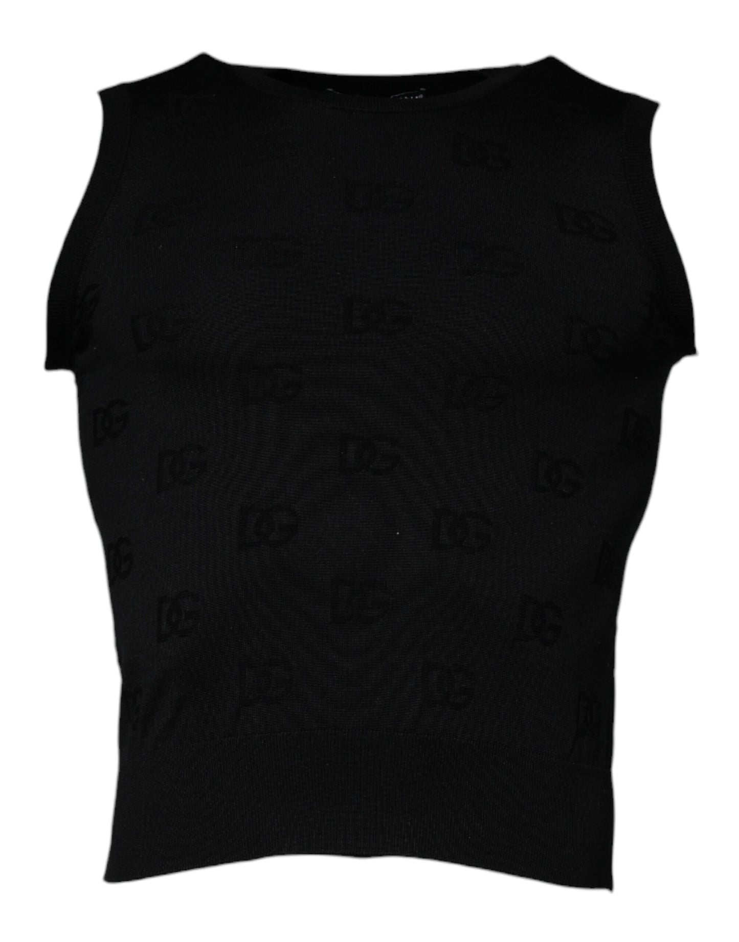 Dolce & Gabbana T-shirt senza maniche girocollo in seta nera
