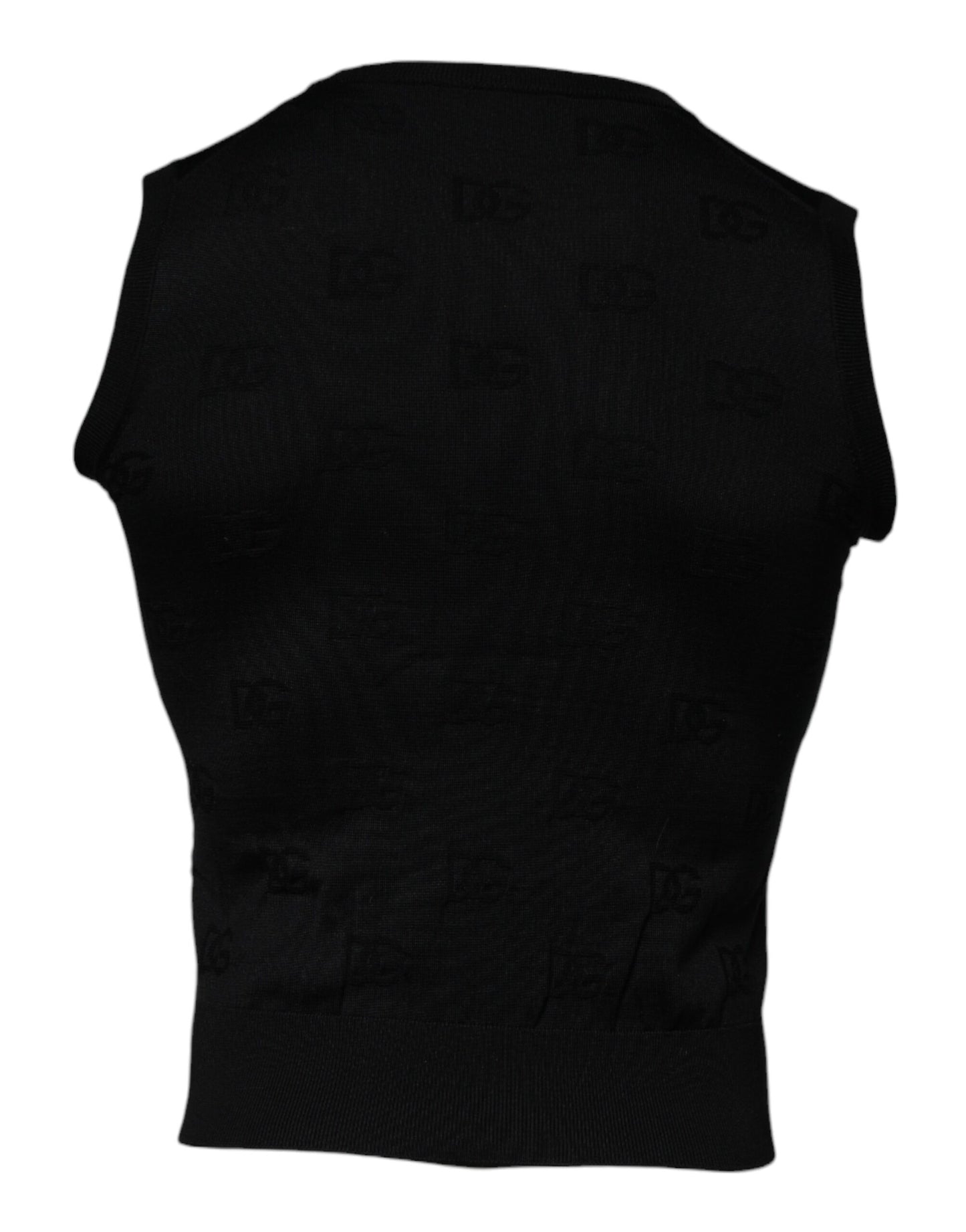 Dolce & Gabbana T-shirt senza maniche girocollo in seta nera