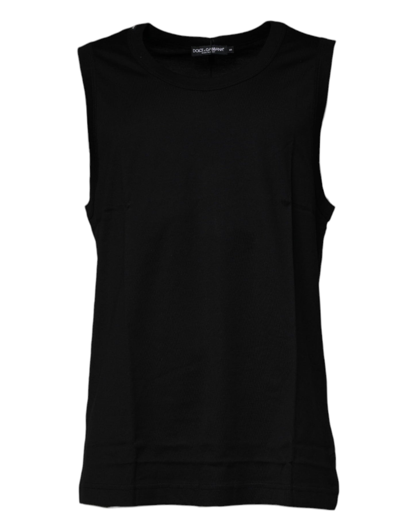 Dolce & Gabbana T-shirt senza maniche girocollo in cotone nero