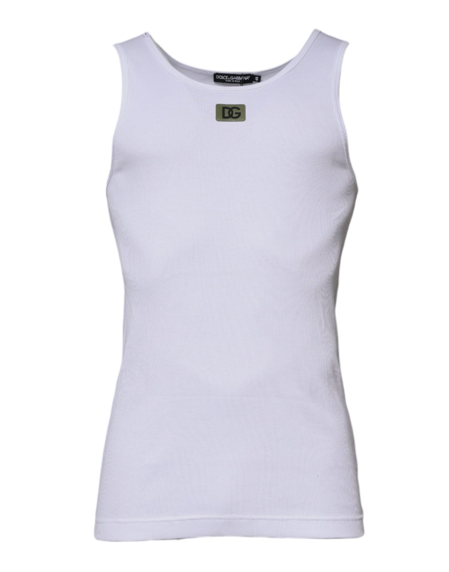 Dolce & Gabbana T-shirt girocollo senza maniche in cotone bianco