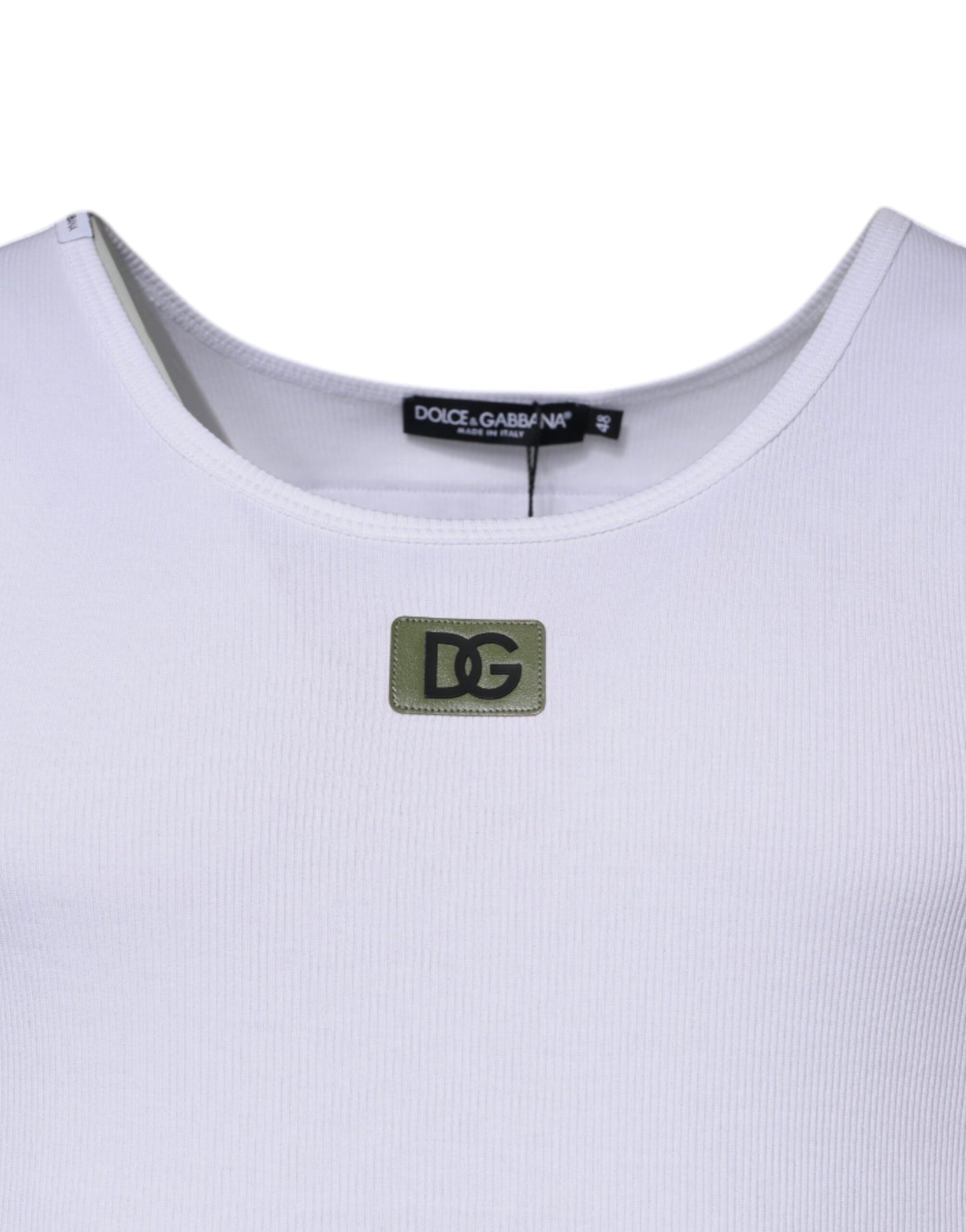 Dolce & Gabbana T-shirt girocollo senza maniche in cotone bianco