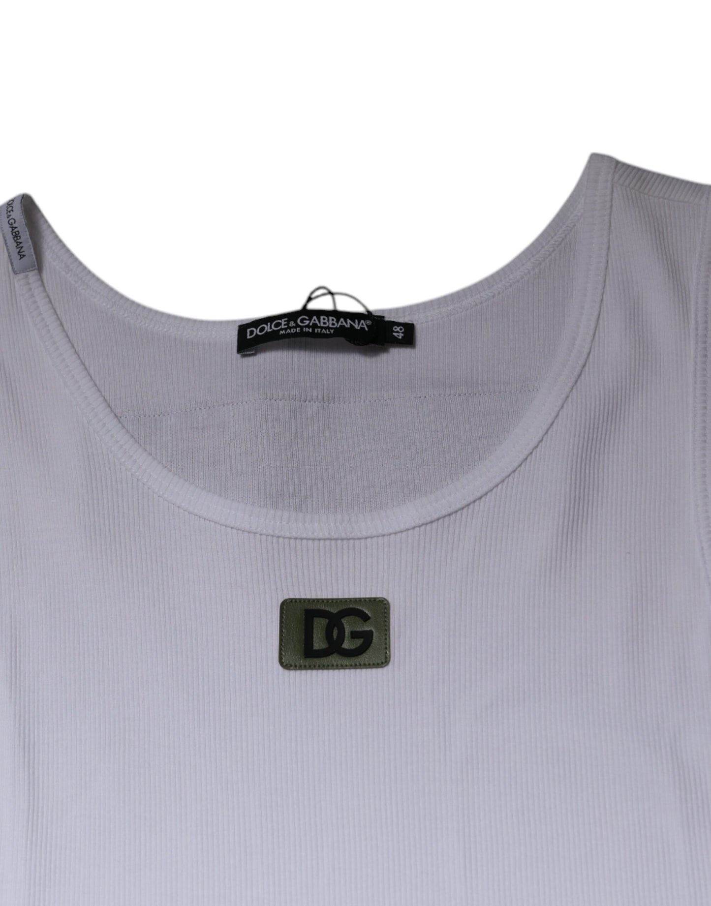 Dolce & Gabbana T-shirt girocollo senza maniche in cotone bianco