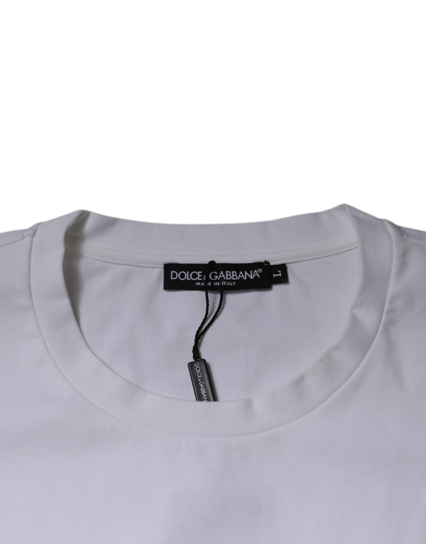 Dolce & Gabbana T-shirt girocollo in cotone con logo DG bianco