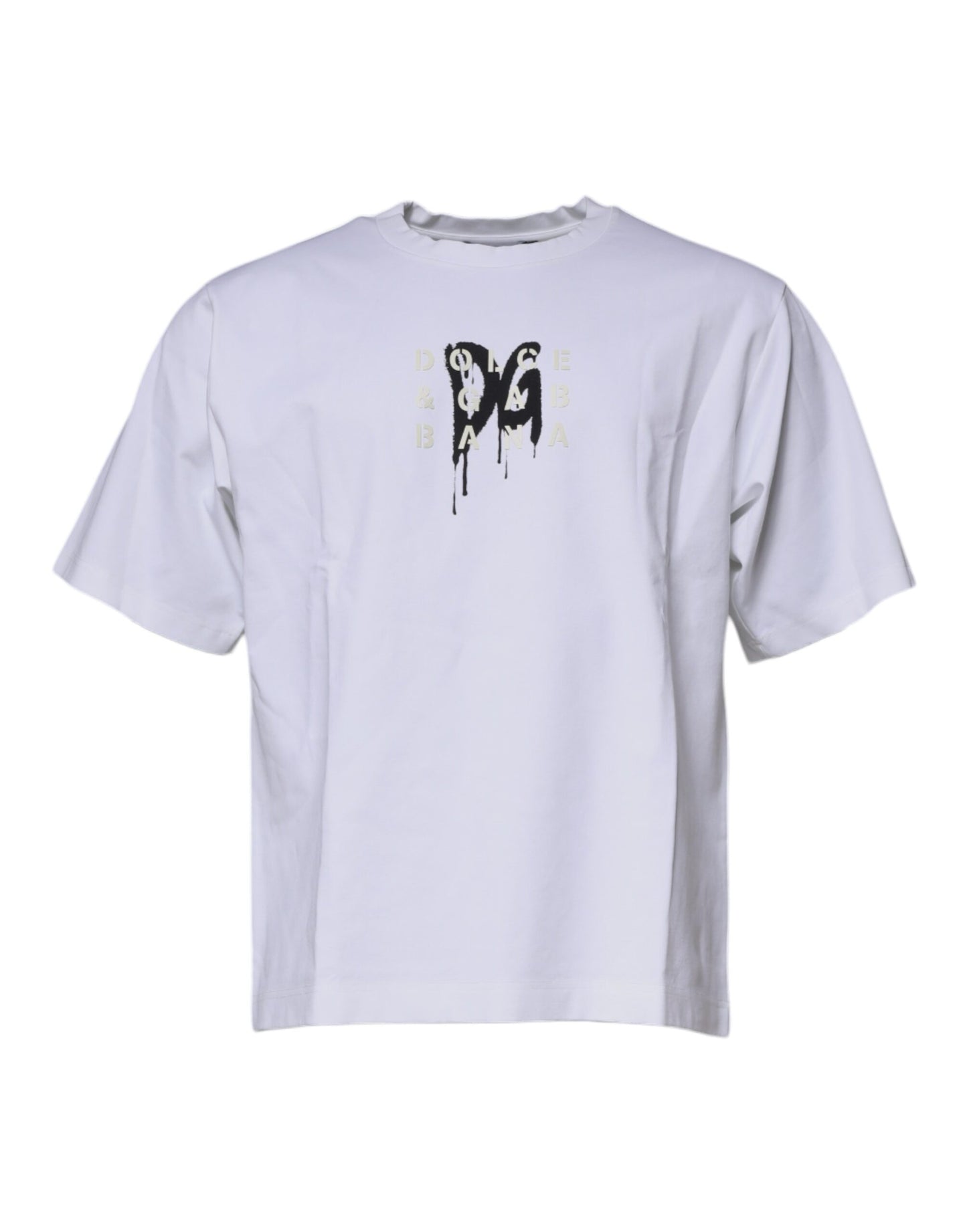 Dolce & Gabbana T-shirt girocollo in cotone con logo DG bianco