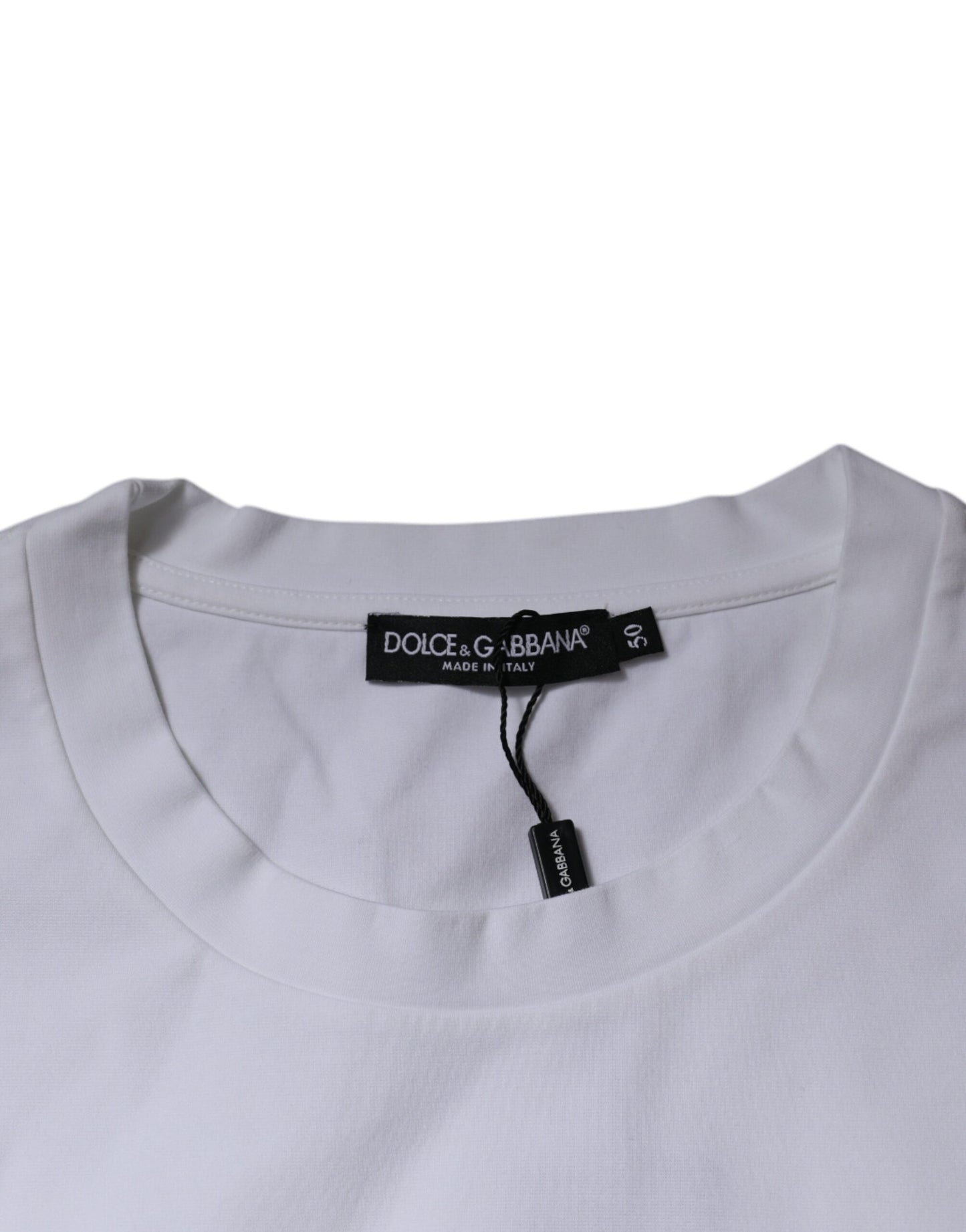 Dolce & Gabbana T-shirt girocollo in cotone con logo DG bianco