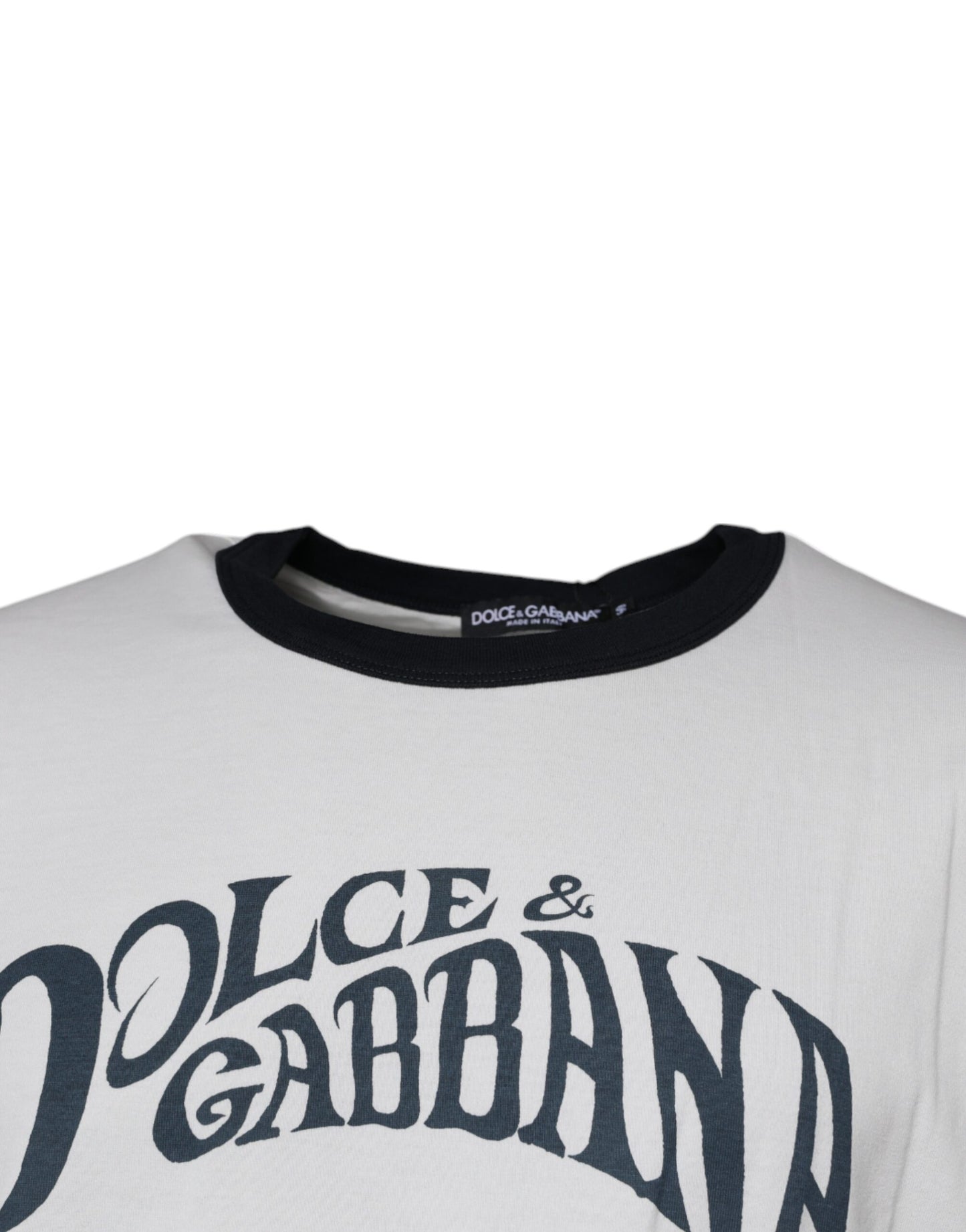 T-shirt girocollo in cotone con stampa grafica bianca Dolce & Gabbana