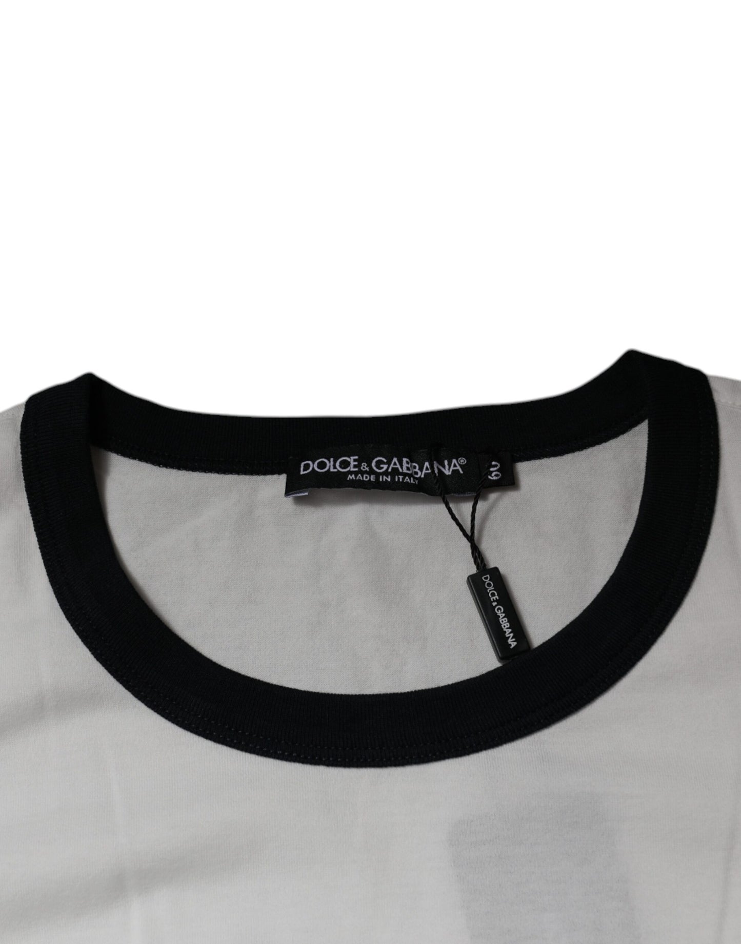 T-shirt girocollo in cotone con stampa grafica bianca Dolce & Gabbana