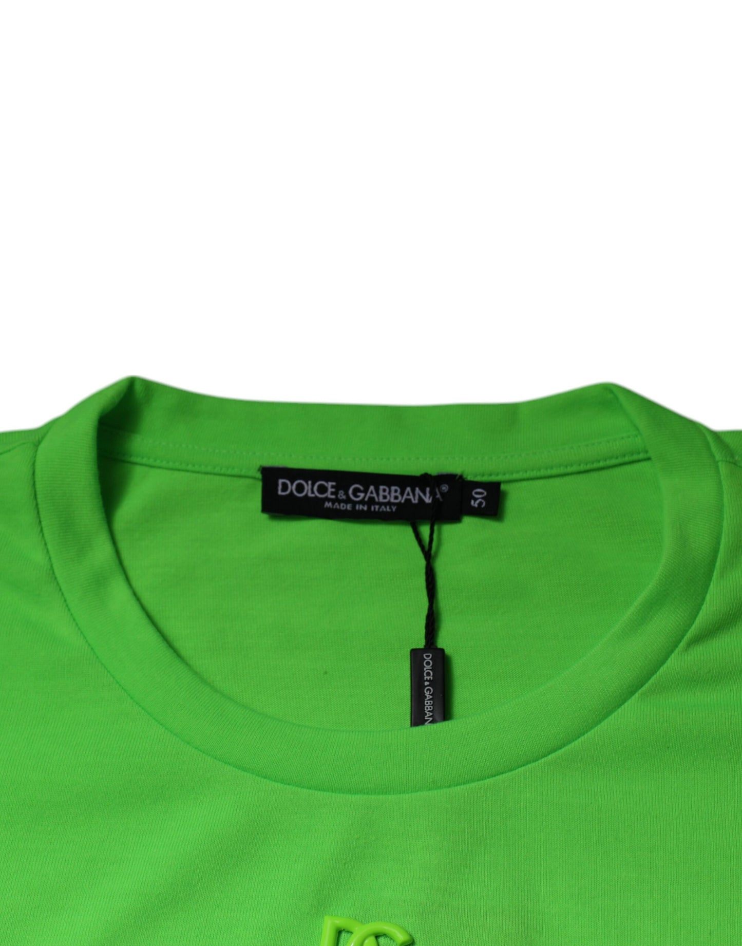 Dolce & Gabbana T-shirt girocollo in cotone con logo DG verde