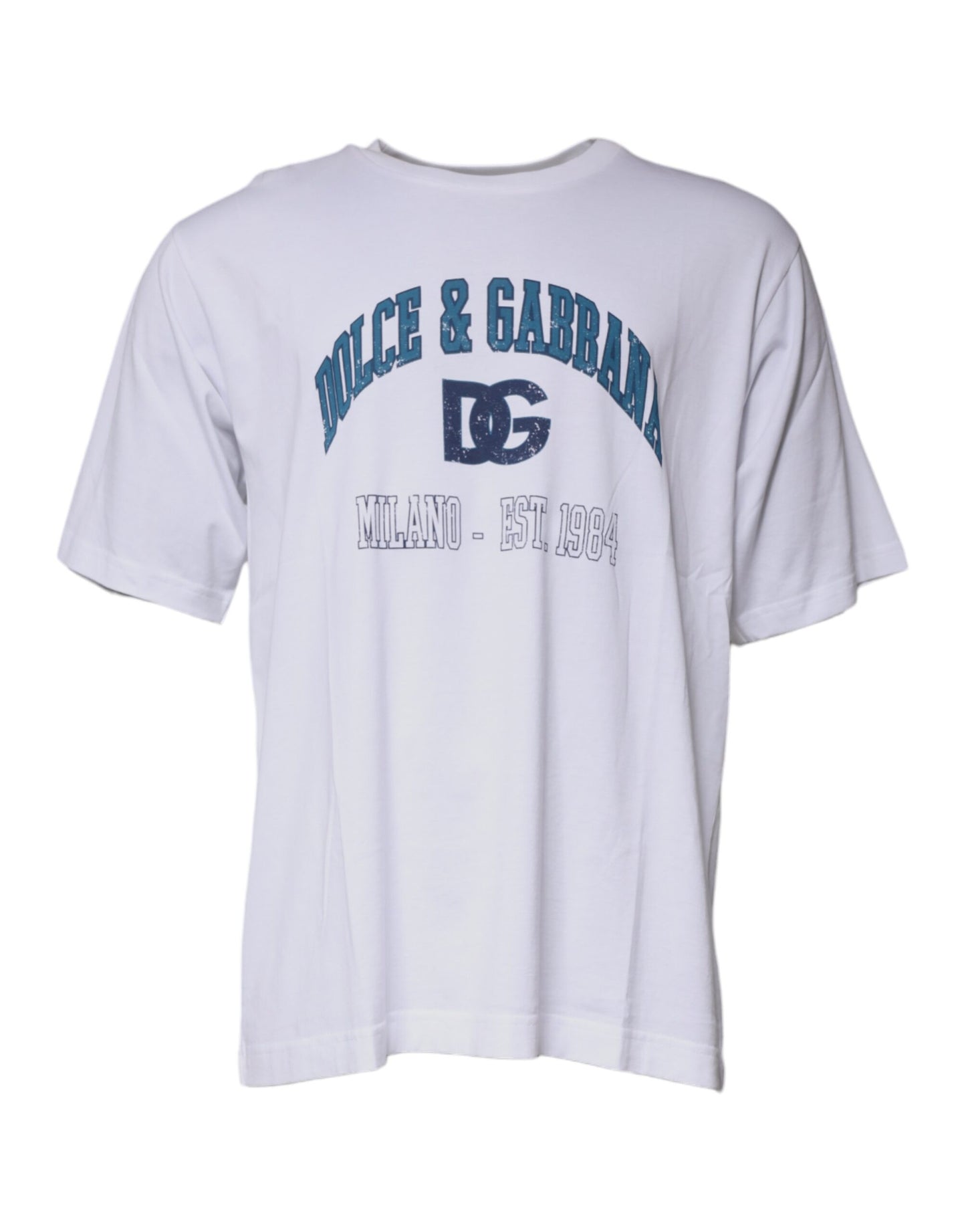 Dolce & Gabbana T-shirt girocollo in cotone DG Milano bianca