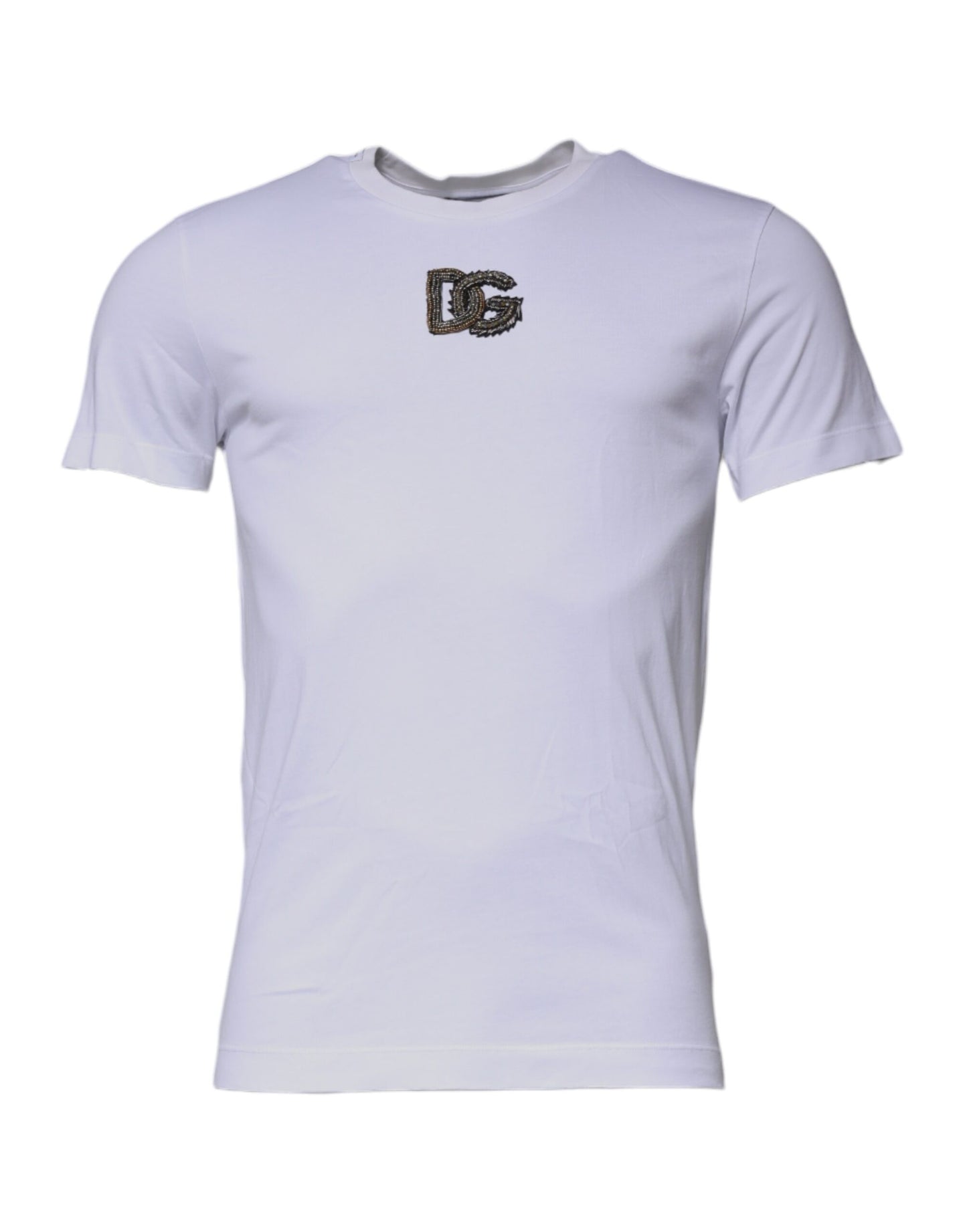 Dolce & Gabbana T-shirt girocollo in cotone con logo DG bianco
