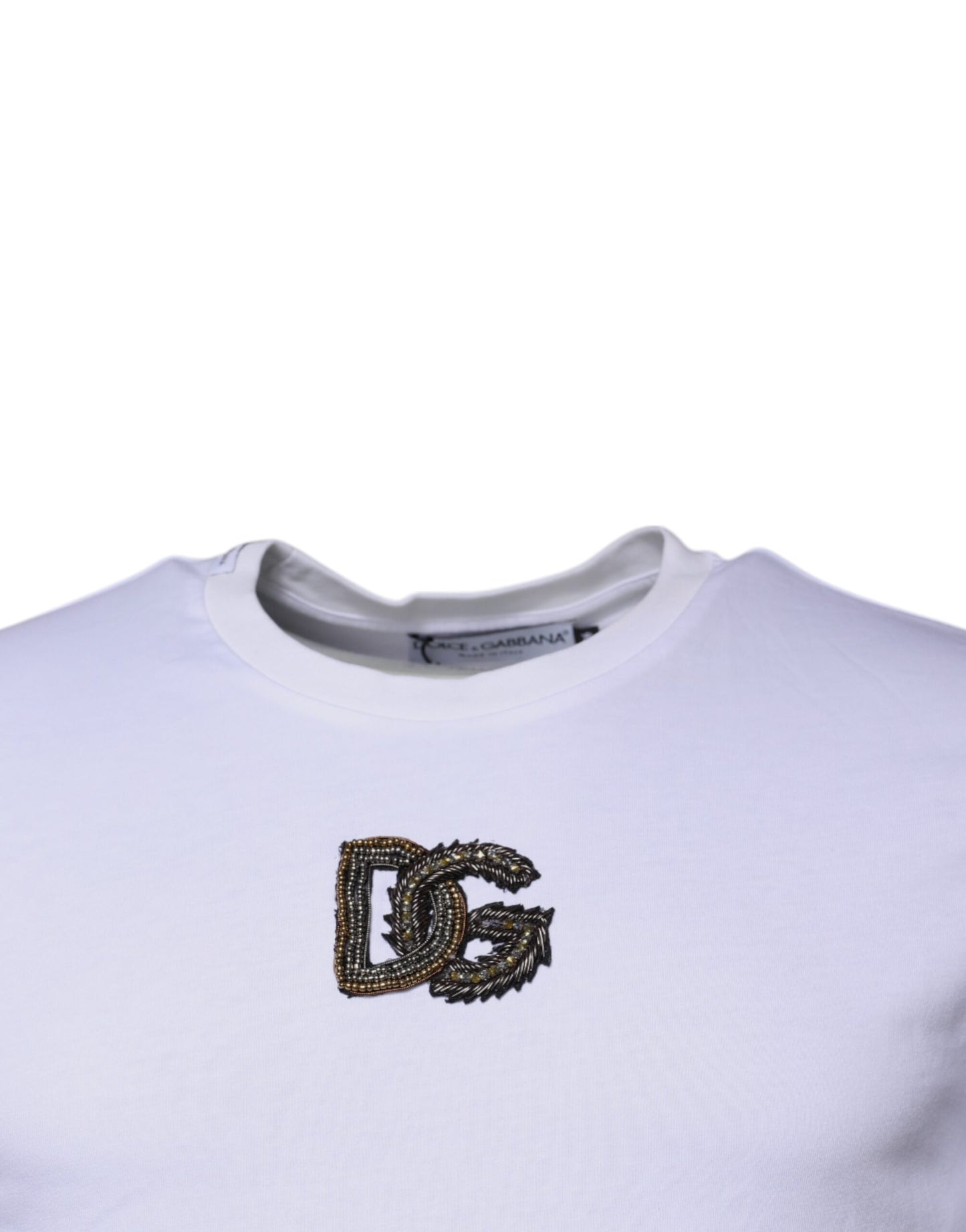 Dolce & Gabbana T-shirt girocollo in cotone con logo DG bianco