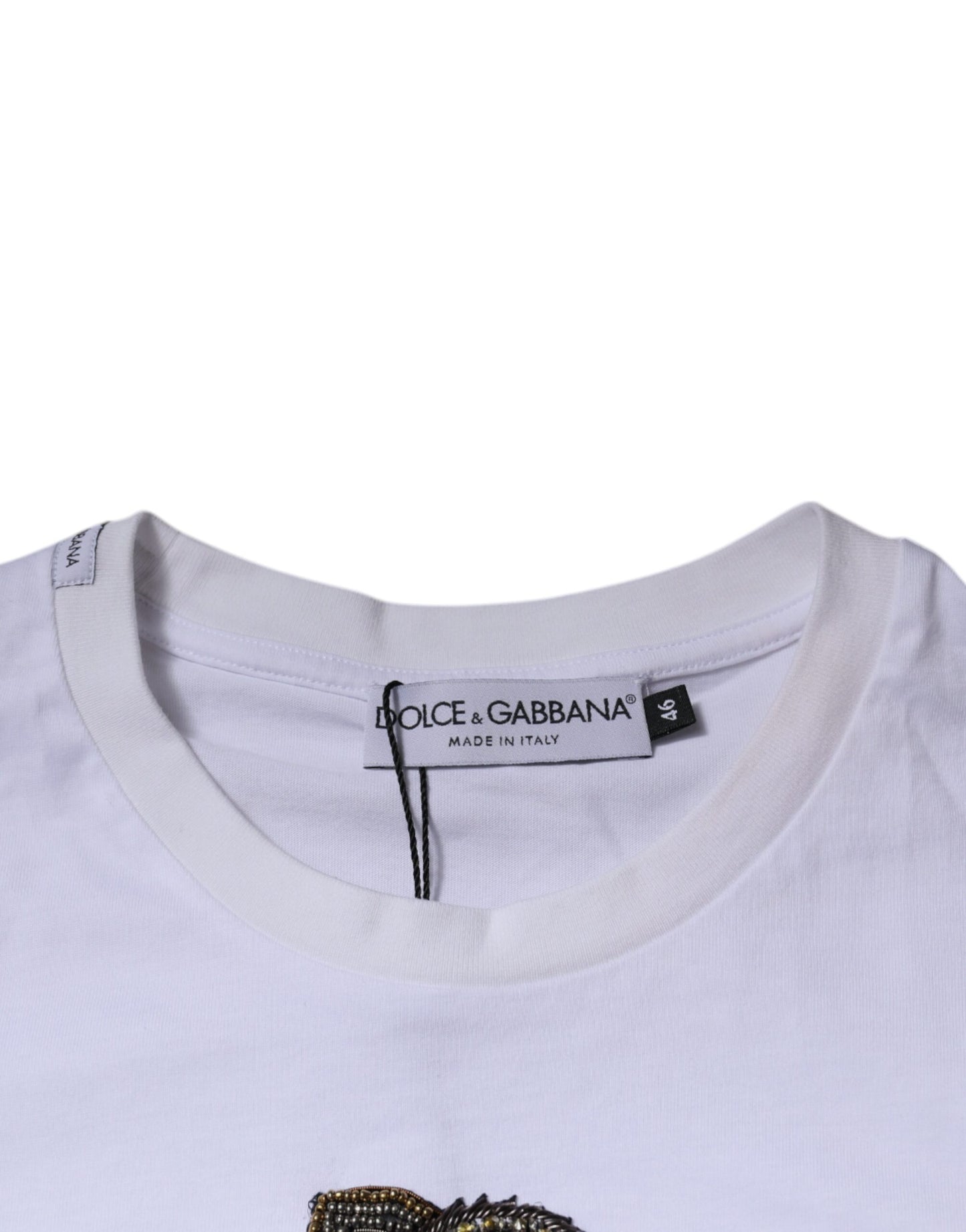 Dolce & Gabbana T-shirt girocollo in cotone con logo DG bianco