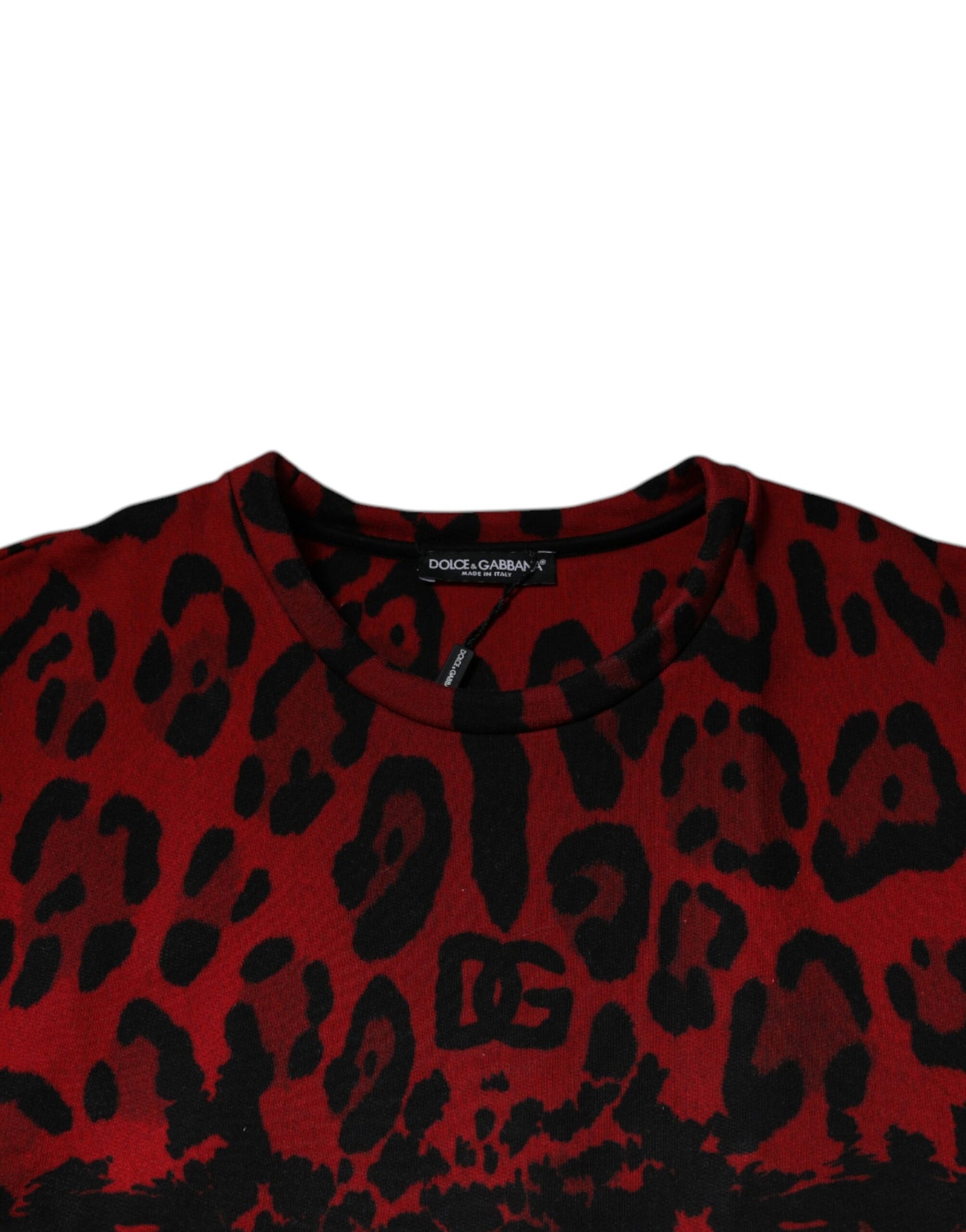 Dolce & Gabbana T-shirt senza maniche in cotone con stampa leopardata rossa
