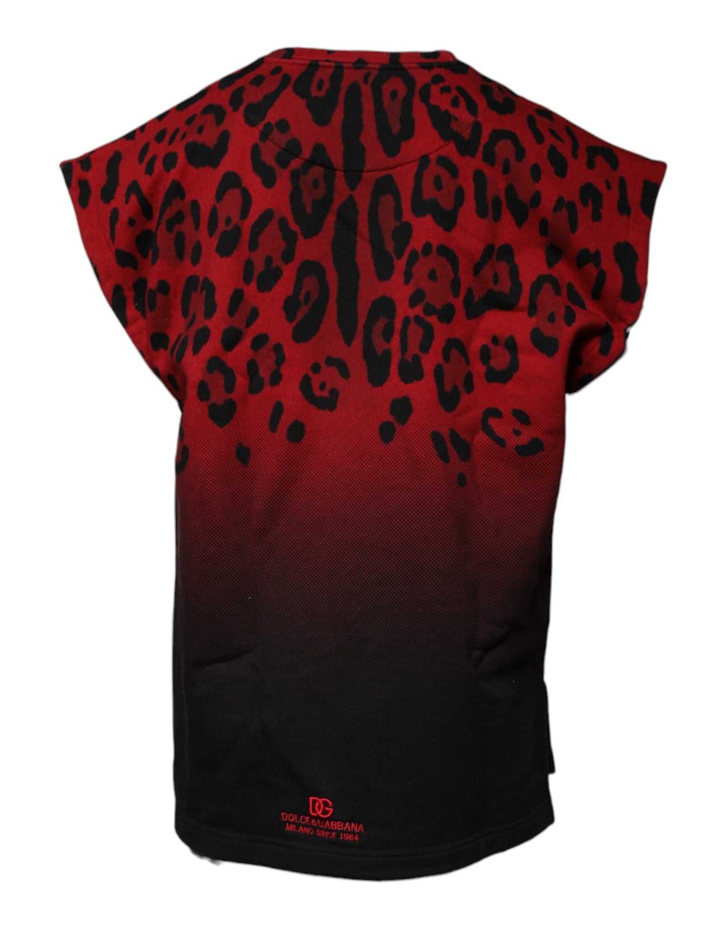 Dolce & Gabbana T-shirt senza maniche in cotone con stampa leopardata rossa
