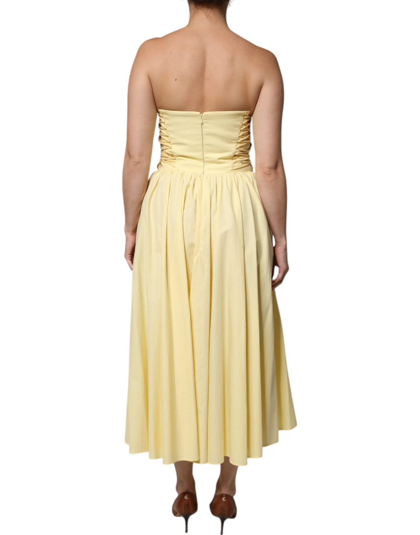 Abito midi con corsetto in cotone giallo Philosophy
