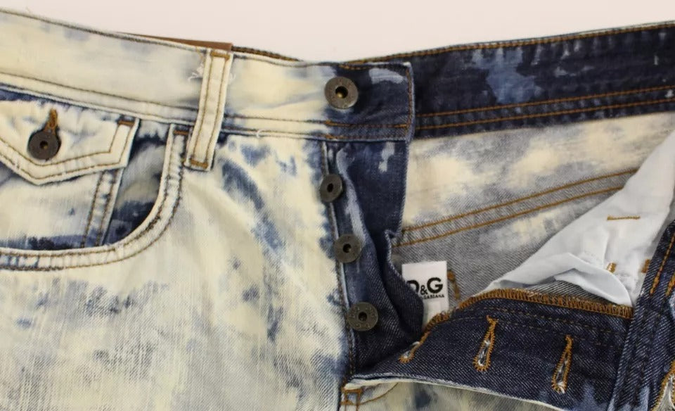 Pantaloncini in denim di cotone lavato blu Dolce & Gabbana D&G