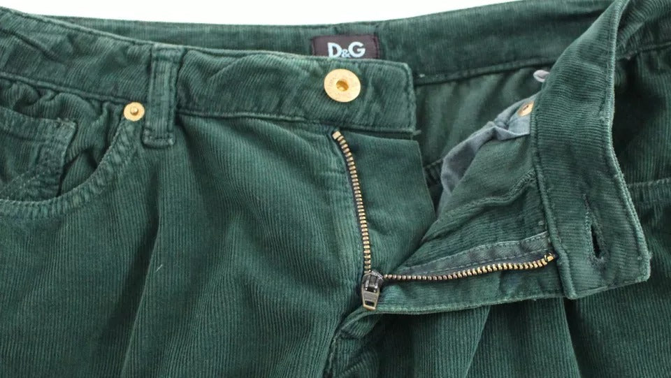 Pantaloni SLIMMY Fit in velluto a coste di cotone verde Dolce & Gabbana D&G