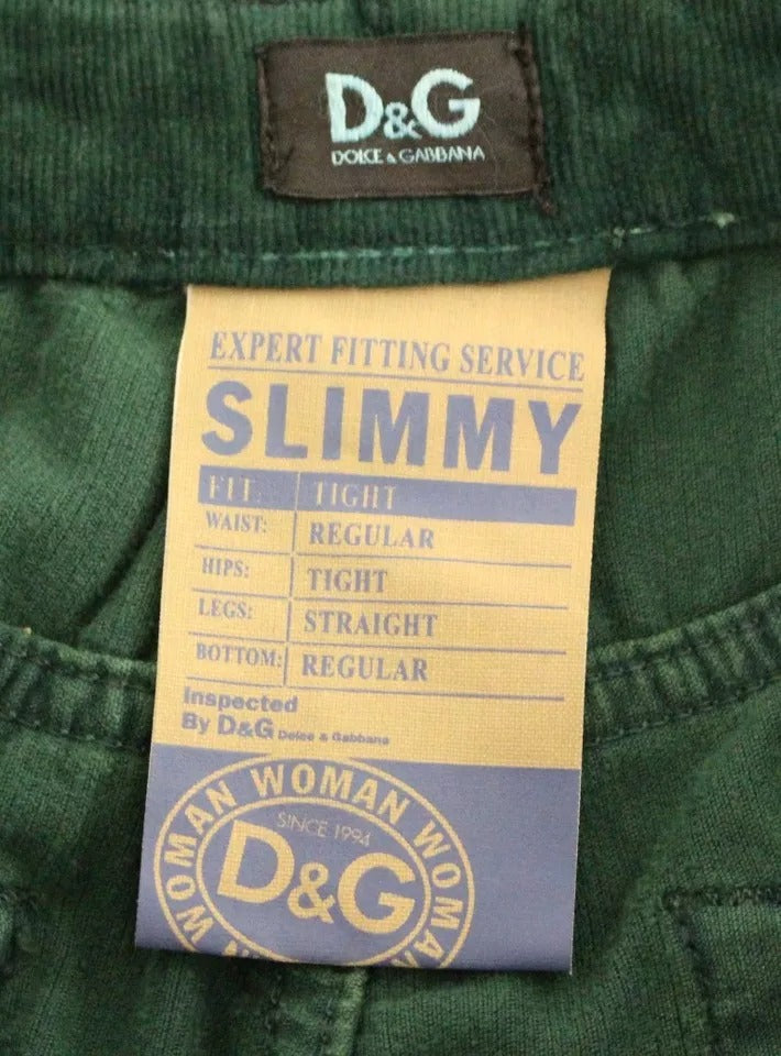 Pantaloni SLIMMY Fit in velluto a coste di cotone verde Dolce & Gabbana D&G