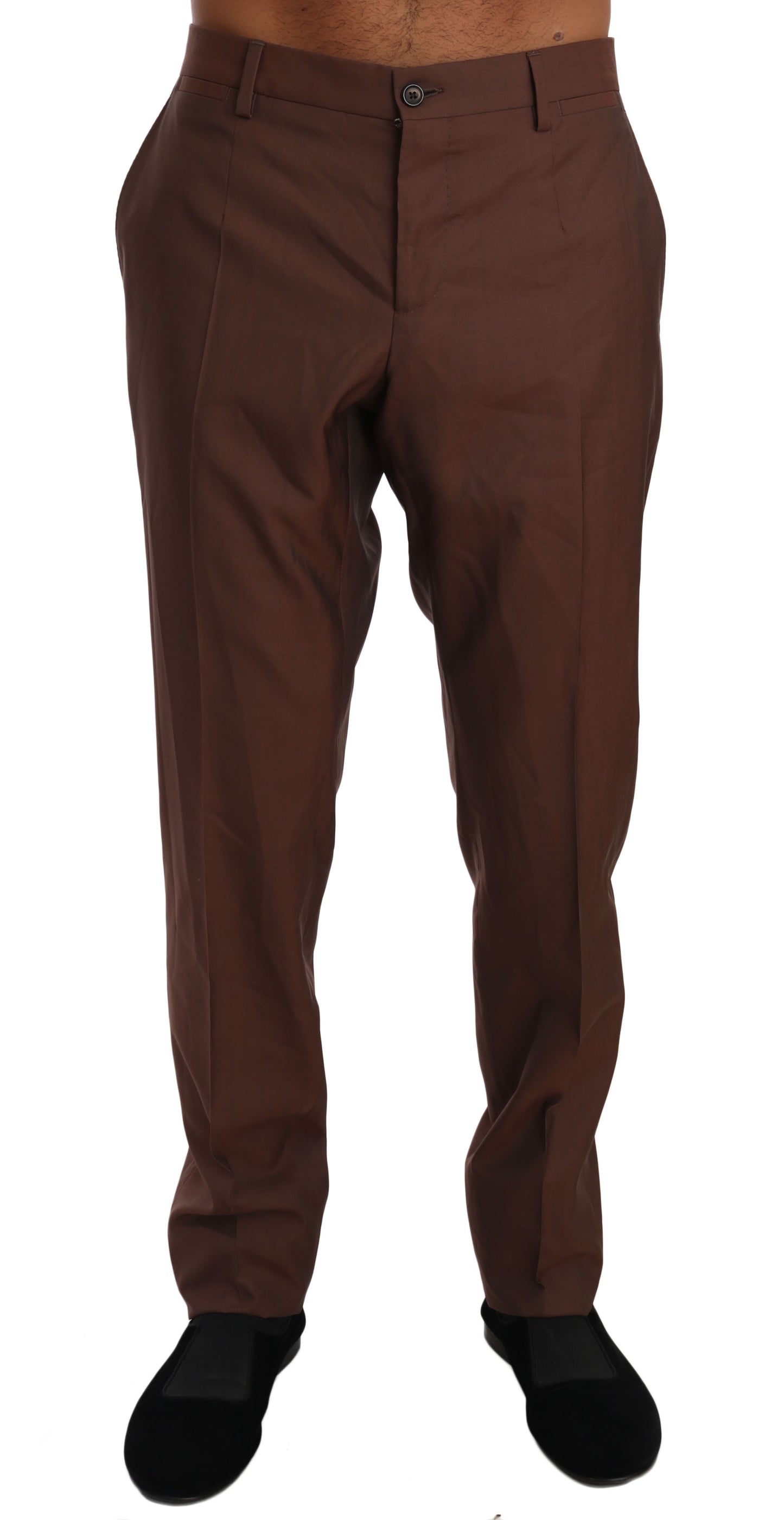 Pantaloni formali eleganti in lana-seta marrone Dolce & Gabbana