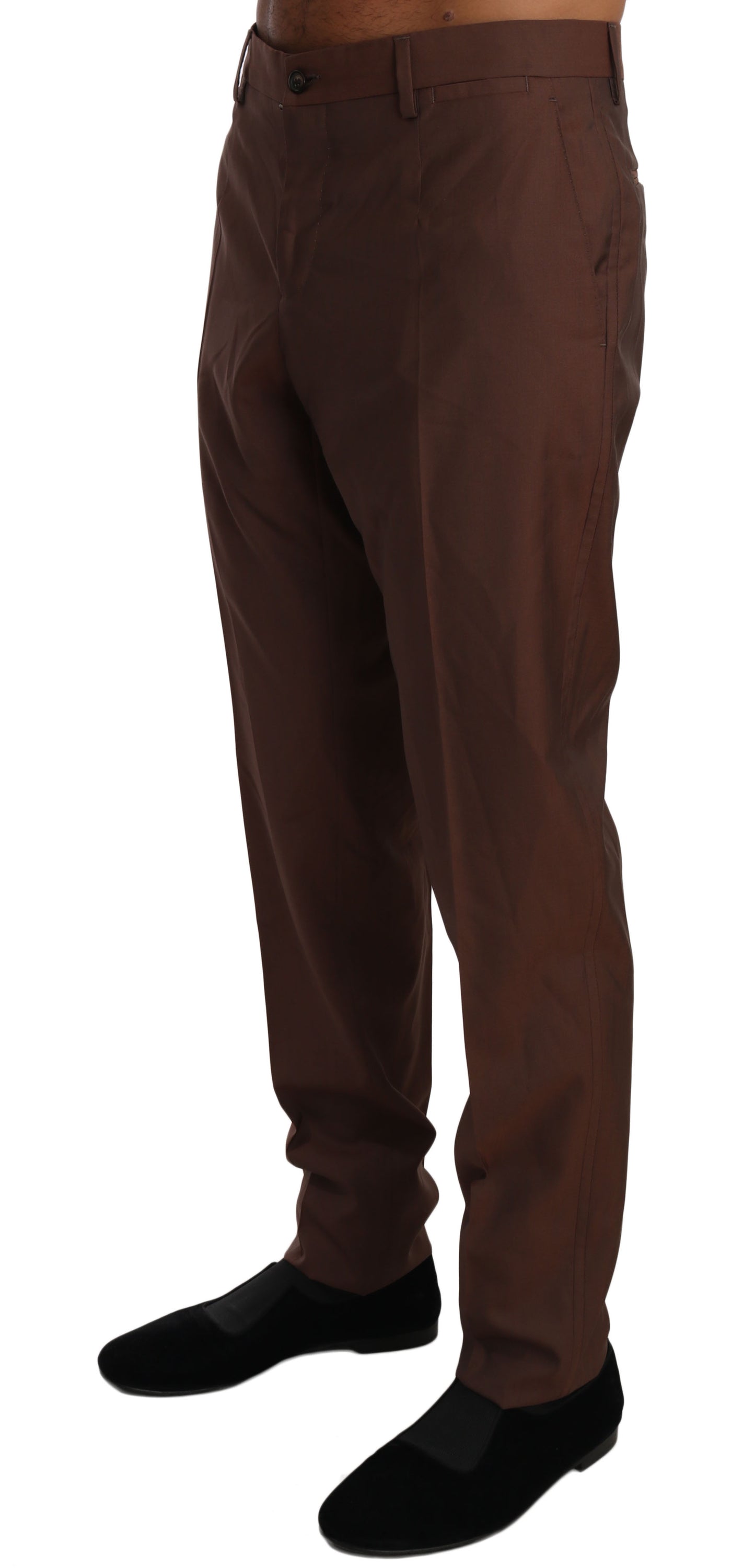 Pantaloni formali eleganti in lana-seta marrone Dolce & Gabbana