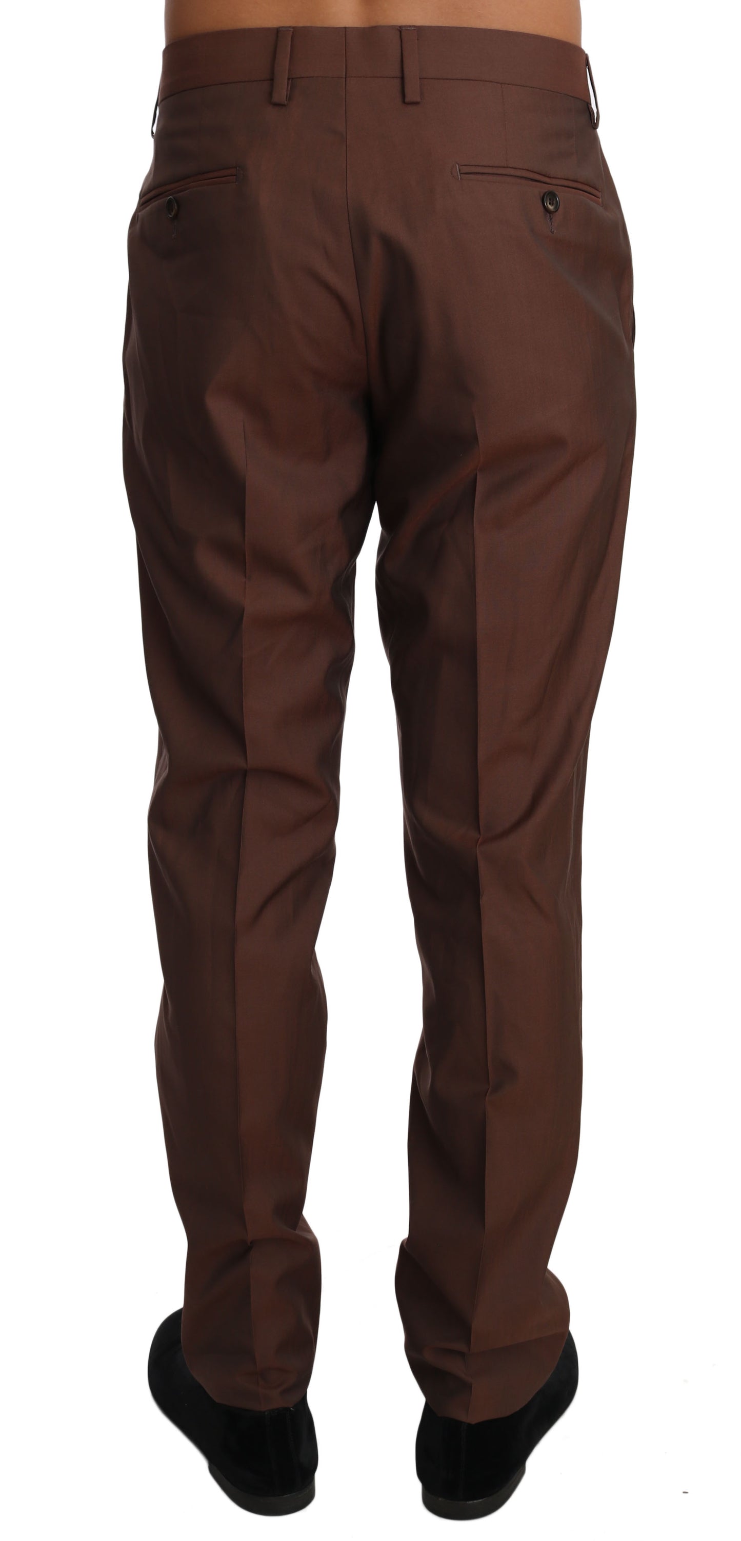 Pantaloni formali eleganti in lana-seta marrone Dolce & Gabbana