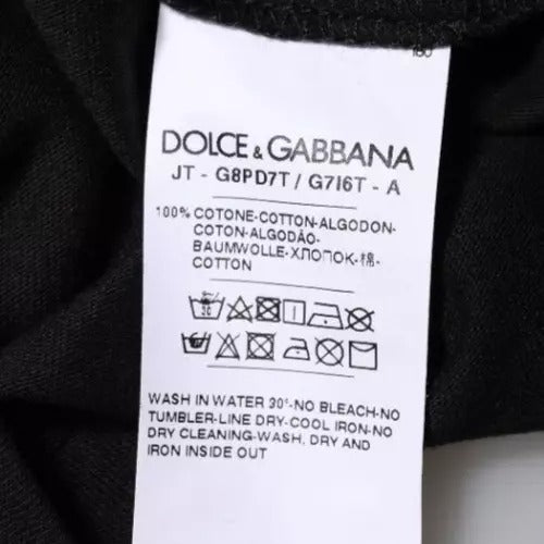 Dolce & Gabbana T-shirt girocollo in cotone con stampa logo nero