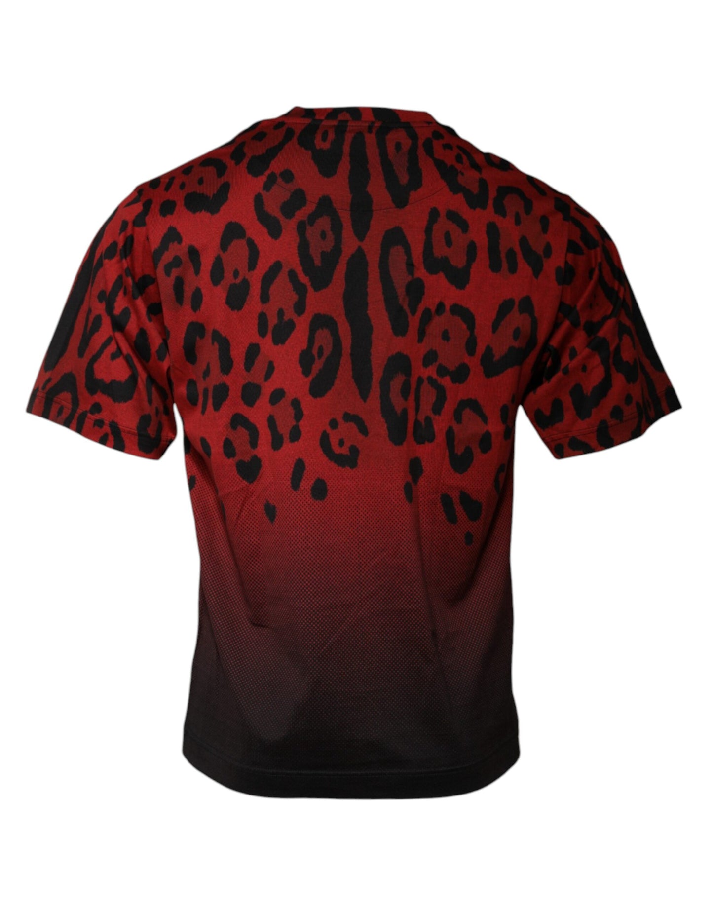 T-shirt a maniche corte in cotone leopardato rosso di Dolce & Gabbana