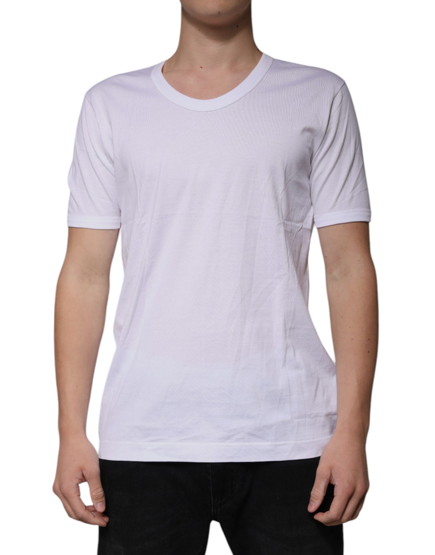 Dolce & Gabbana T-shirt girocollo a maniche corte in cotone bianco