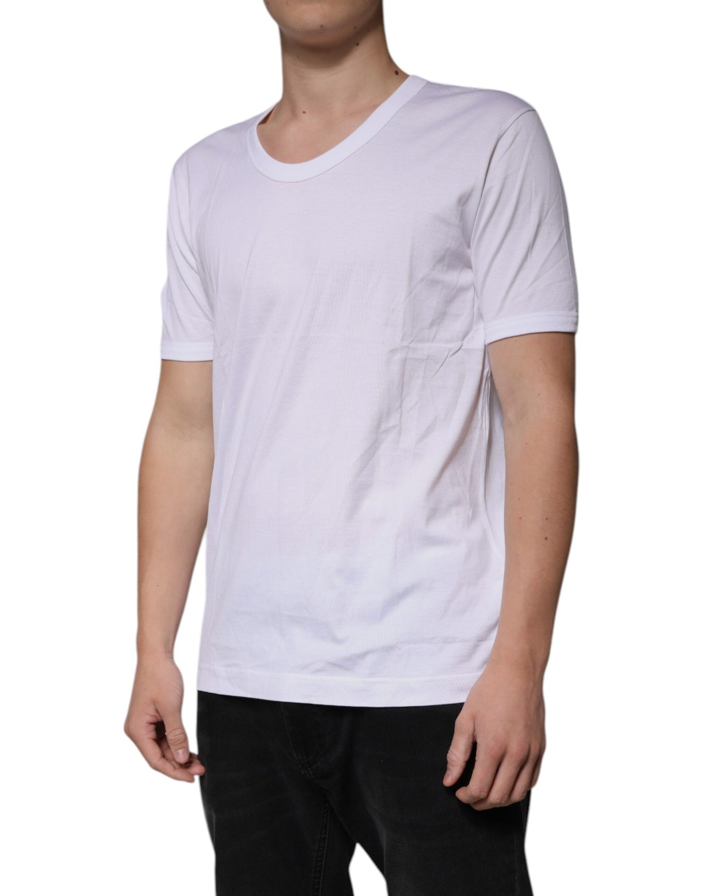 Dolce & Gabbana T-shirt girocollo a maniche corte in cotone bianco