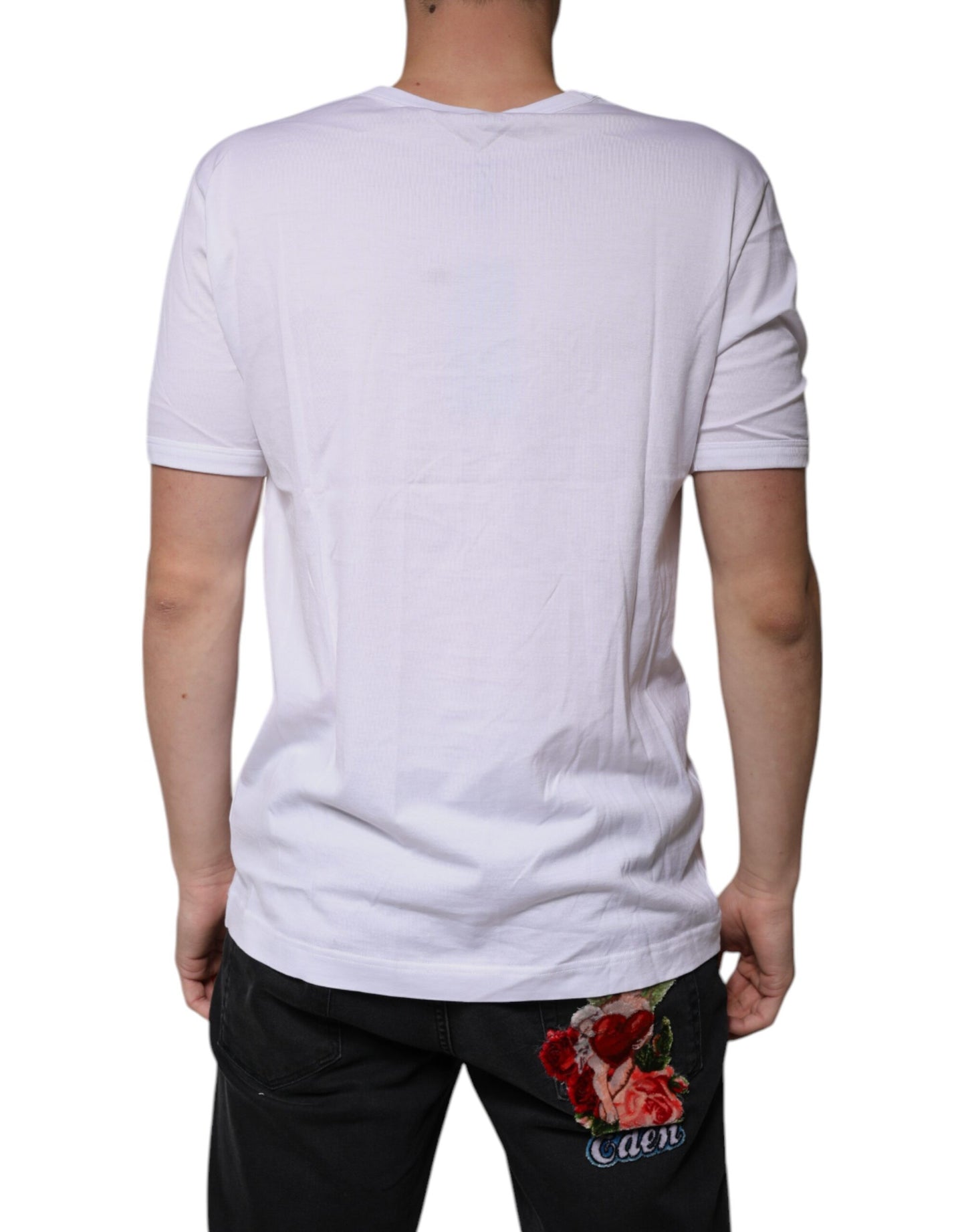 Dolce & Gabbana T-shirt girocollo a maniche corte in cotone bianco
