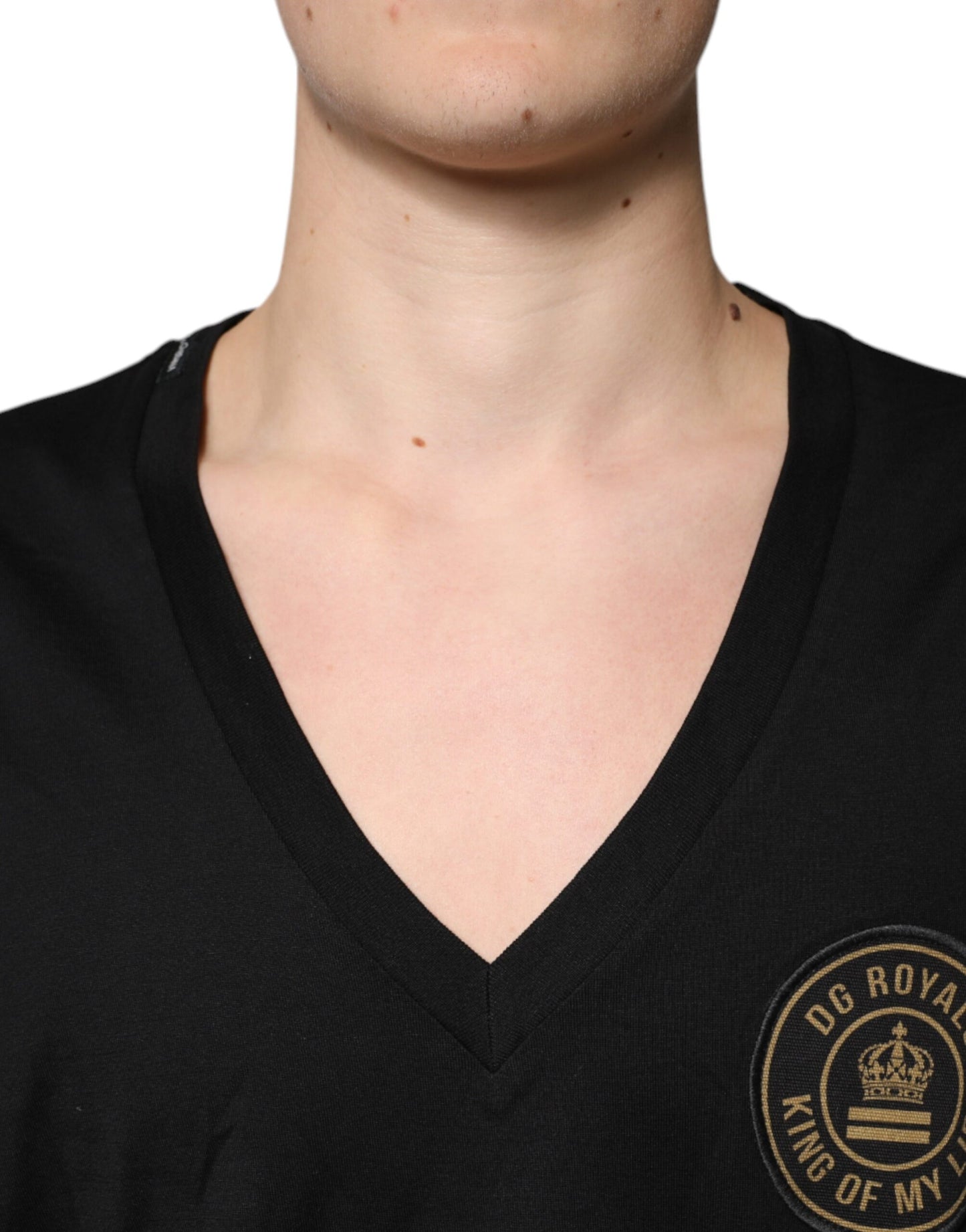 Dolce & Gabbana T-shirt a maniche corte con scollo a V e logo in cotone nero