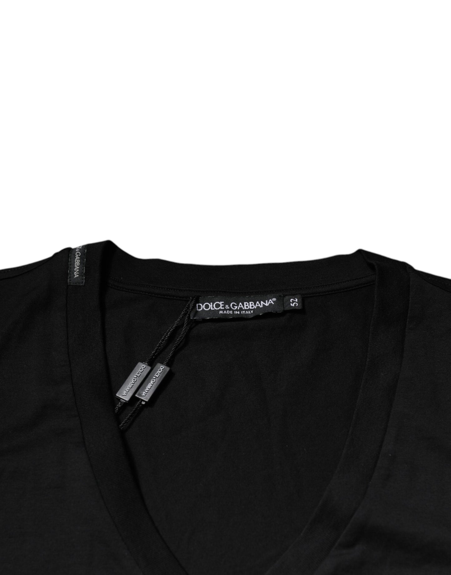 Dolce & Gabbana T-shirt a maniche corte con scollo a V e logo in cotone nero