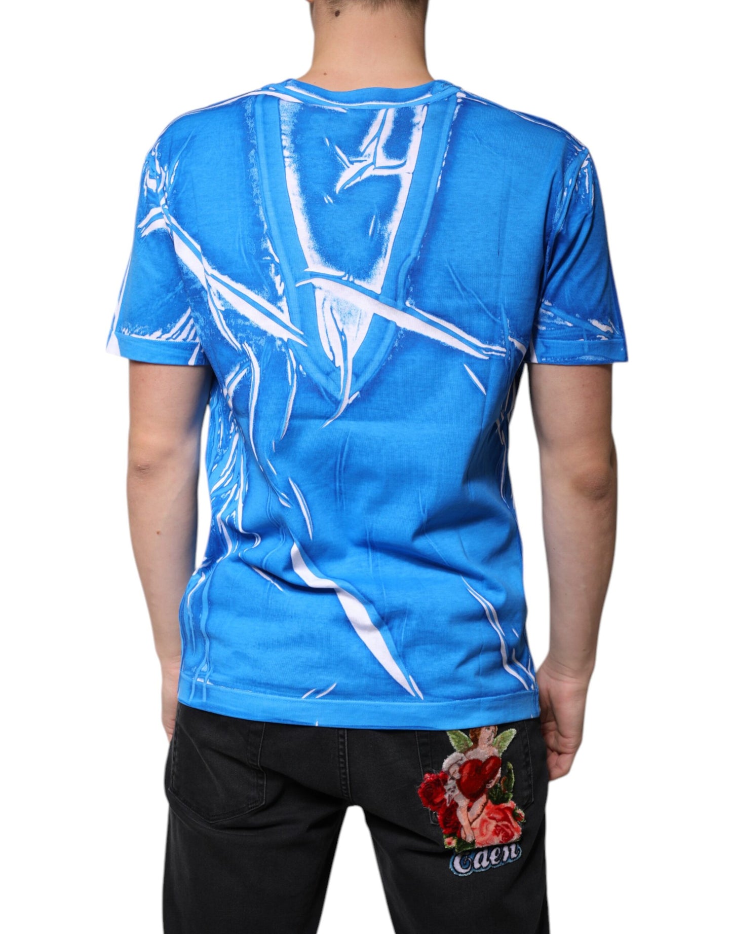Dolce & Gabbana T-shirt a maniche corte con scollo a V in cotone blu