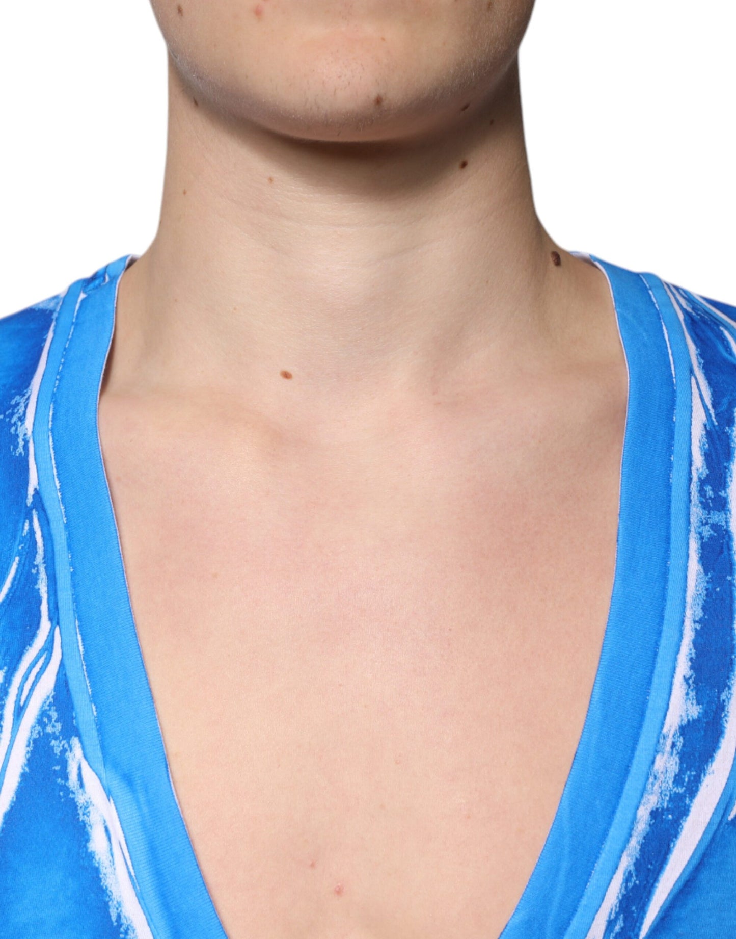 Dolce & Gabbana T-shirt a maniche corte con scollo a V in cotone blu