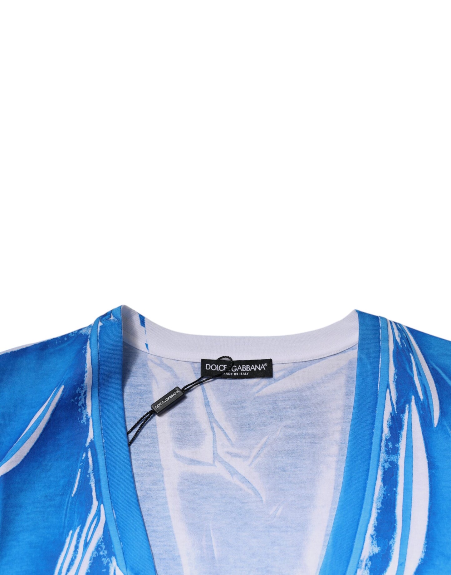 Dolce & Gabbana T-shirt a maniche corte con scollo a V in cotone blu