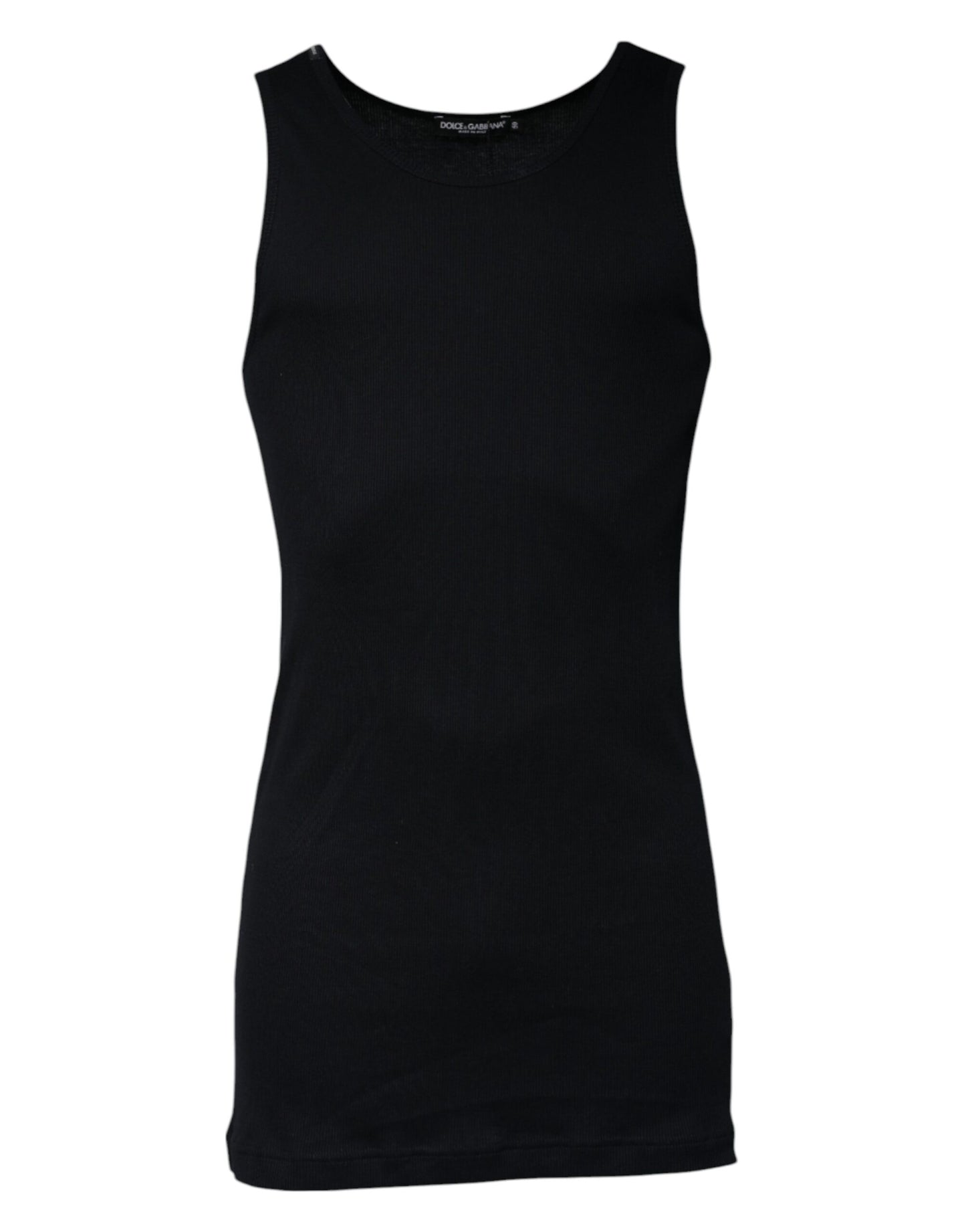 Dolce & Gabbana T-shirt girocollo senza maniche in cotone nero