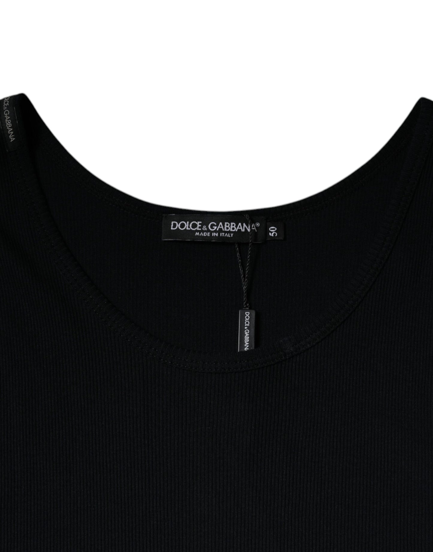Dolce & Gabbana T-shirt girocollo senza maniche in cotone nero
