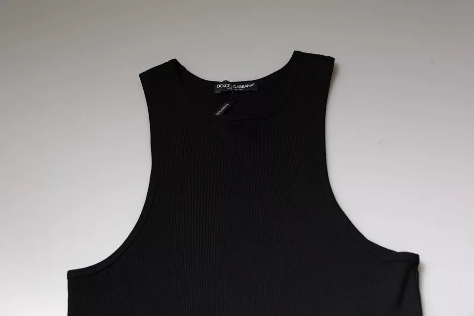 Dolce & Gabbana T-shirt girocollo senza maniche in cotone nero
