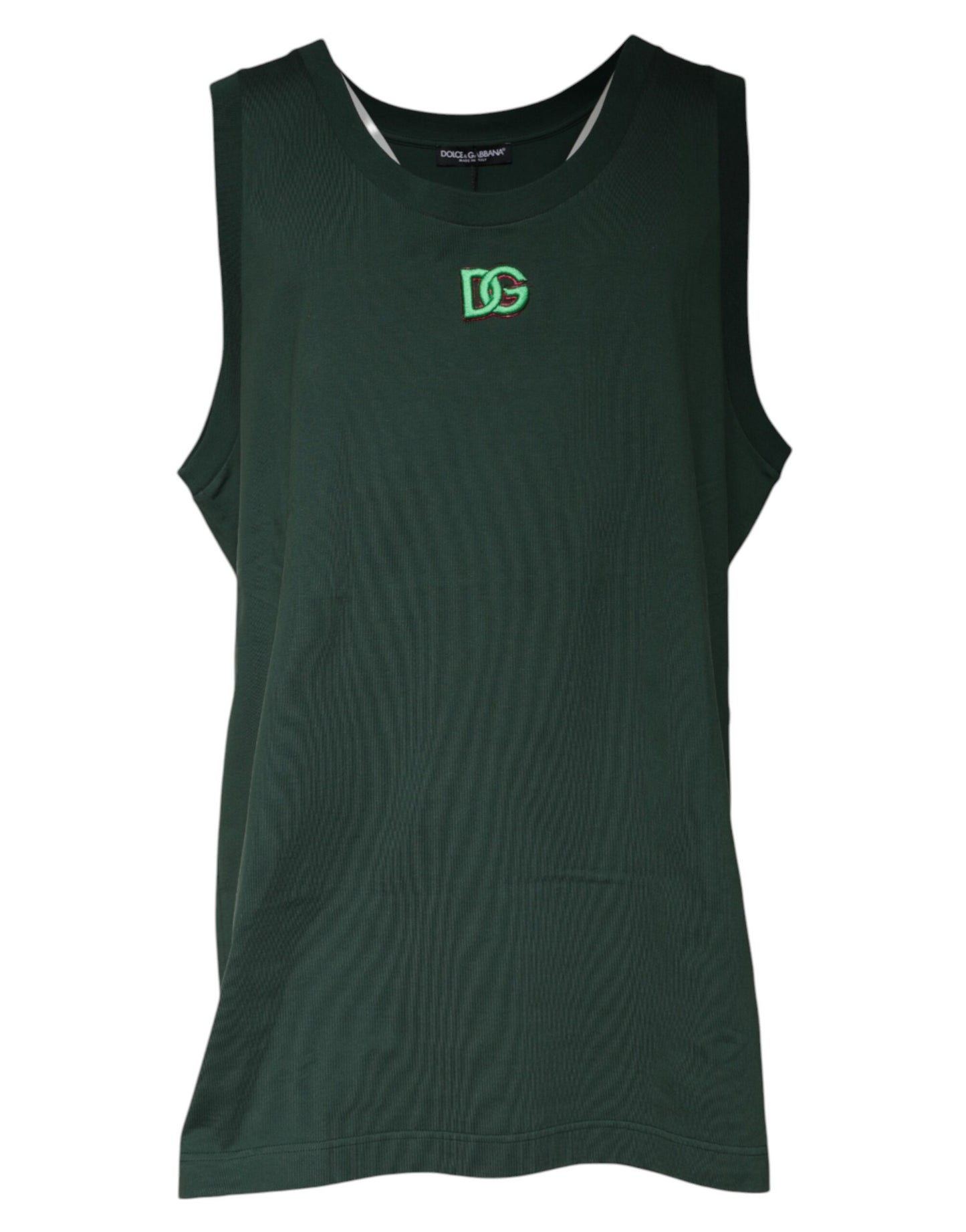 Dolce & Gabbana T-shirt senza maniche verde DG girocollo