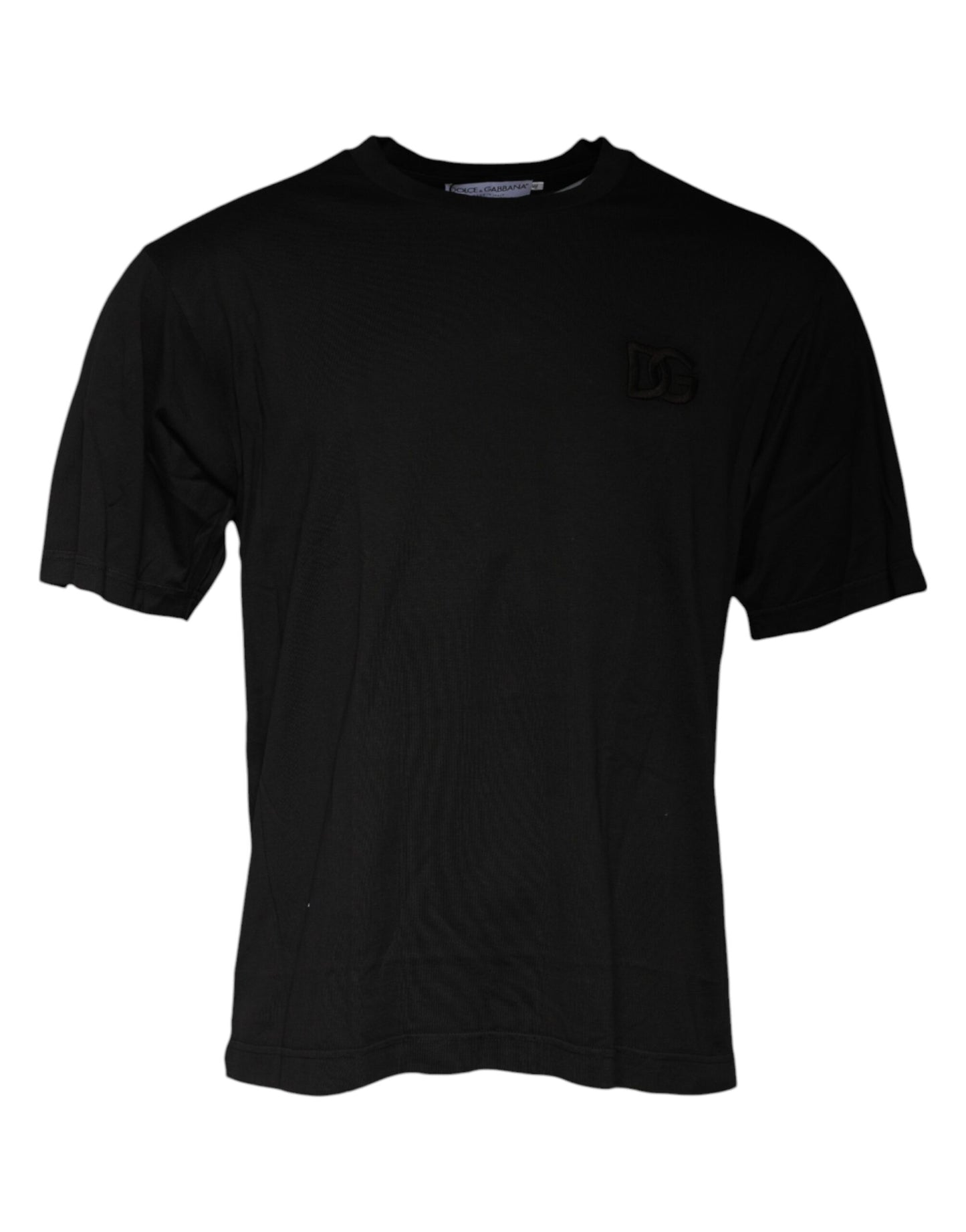 Dolce & Gabbana T-shirt girocollo in cotone nero a maniche corte