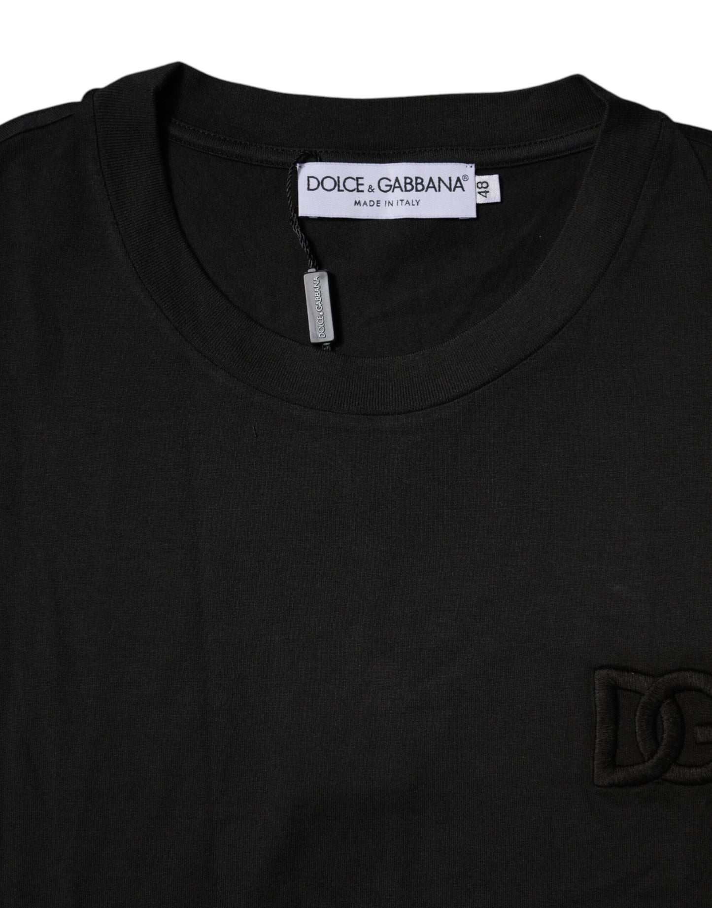 Dolce & Gabbana T-shirt girocollo in cotone nero a maniche corte